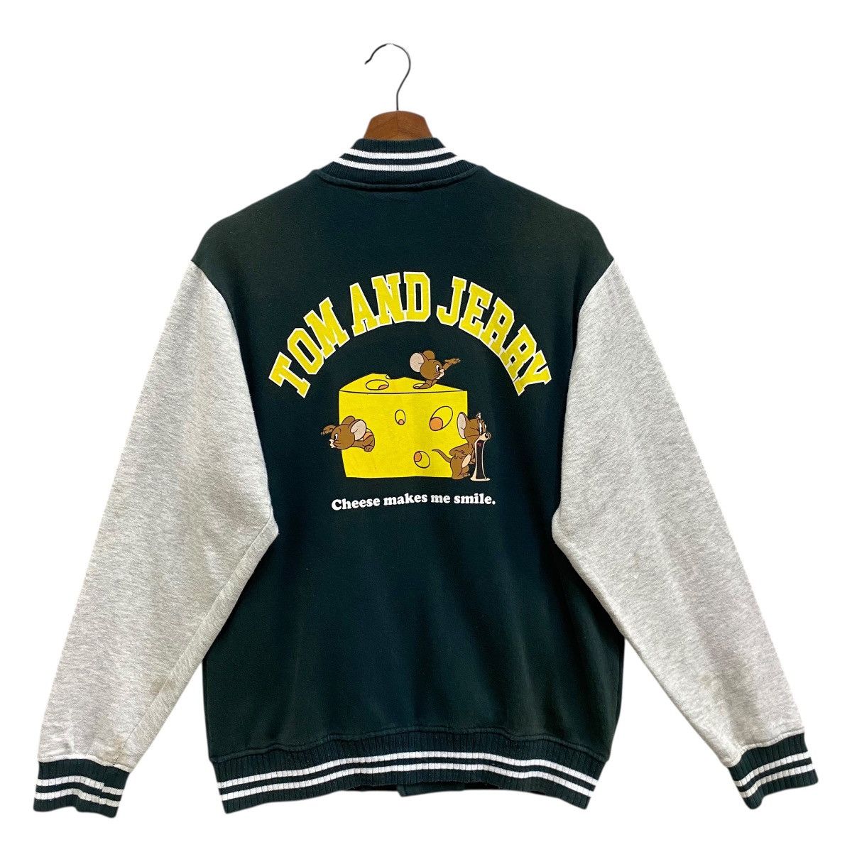 Warner Bros Vintage Tom and Jerry Varsity Jacket Green & Grey Size M Size US M / EU 48-50 / 2 - 2 Thumbnail