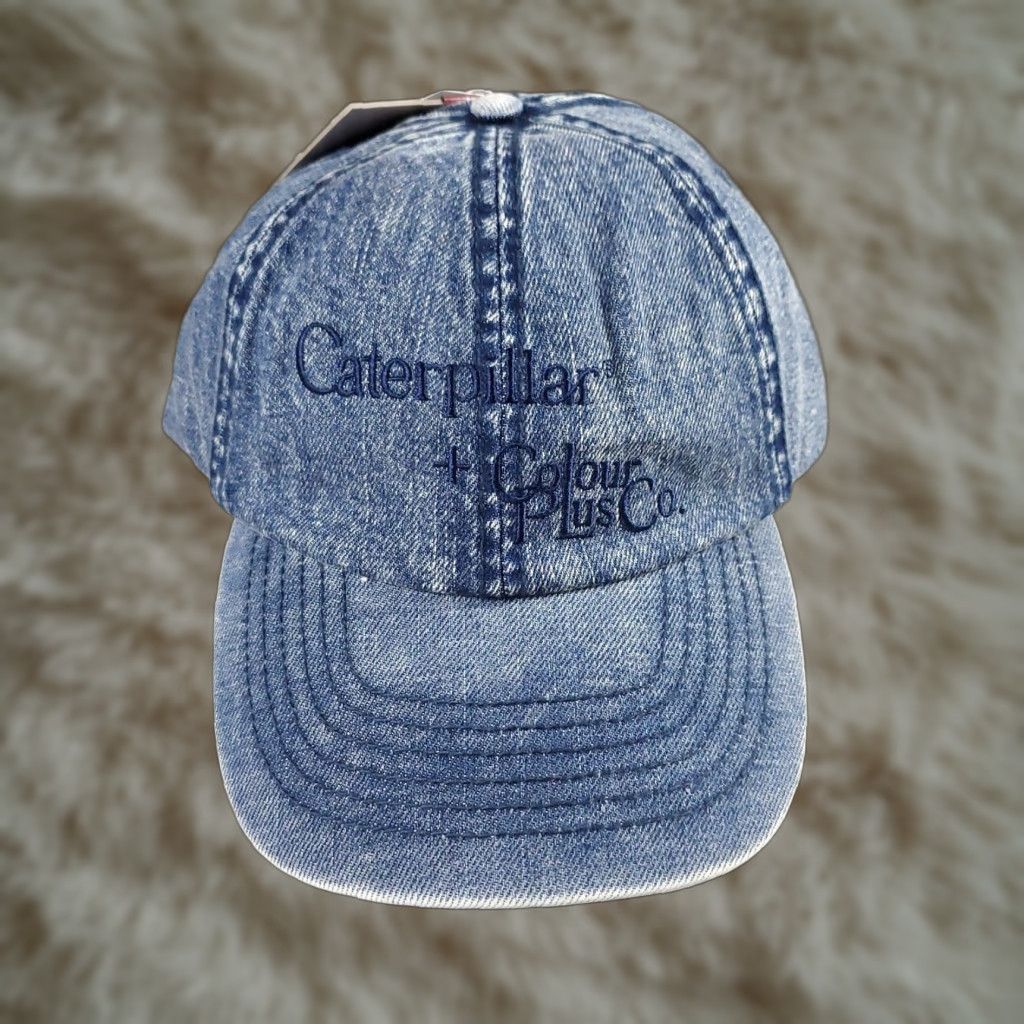 Vintage CAT Denim Baseball Cap Adjustable Mens Size M Blue Classic Sports Size ONE SIZE - 1 Thumbnail