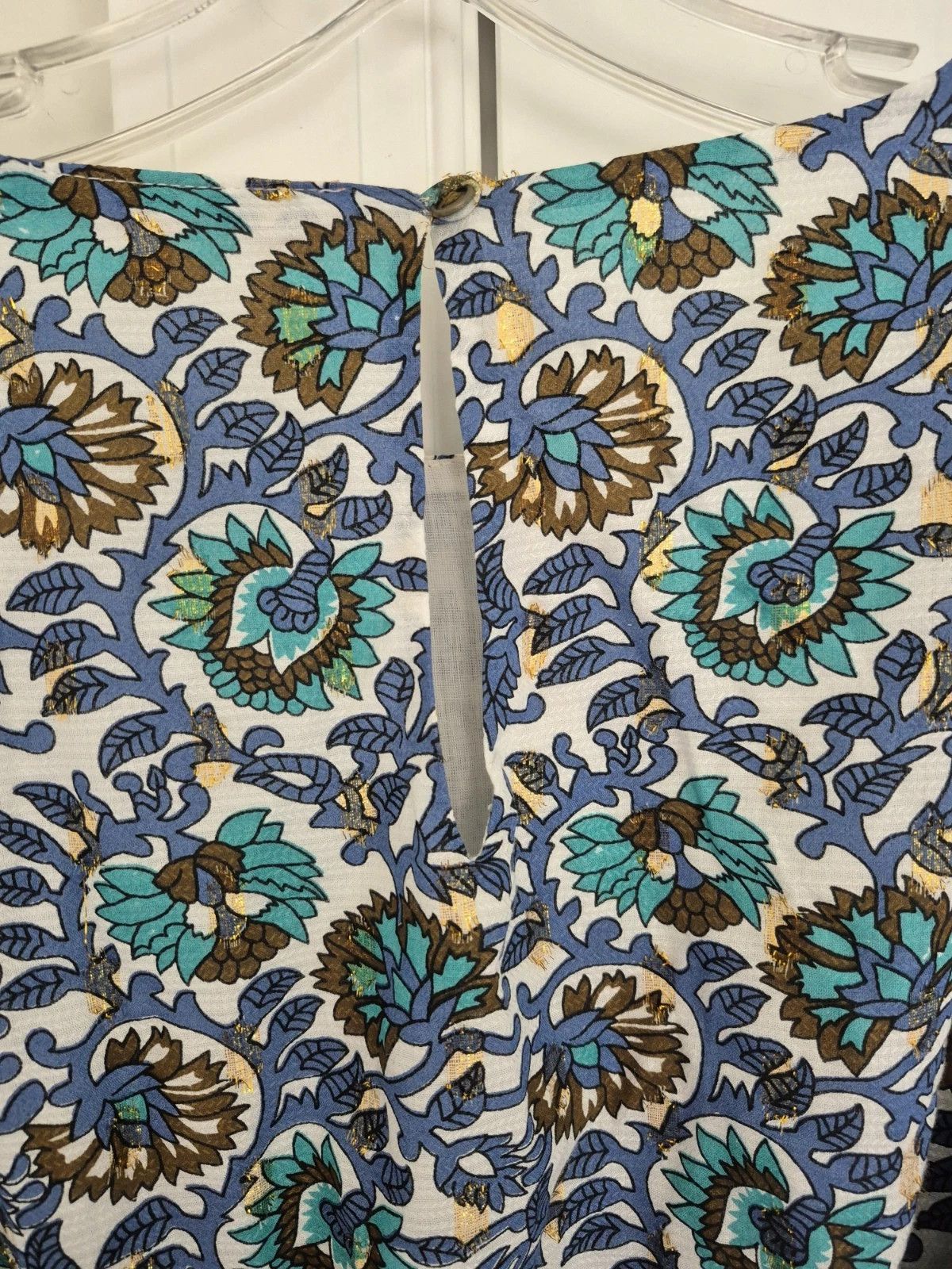 Oliphant Dress Napa Flirty Mini Blue Multi Print Long Balloon Sleeve Size M / US 6-8 / IT 42-44 - 7 Thumbnail