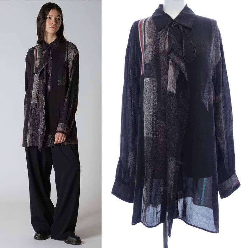 Y's Y's 25ss print and dye lace-up button-back shirt Size US M / EU 48-50 / 2 - 1 Thumbnail
