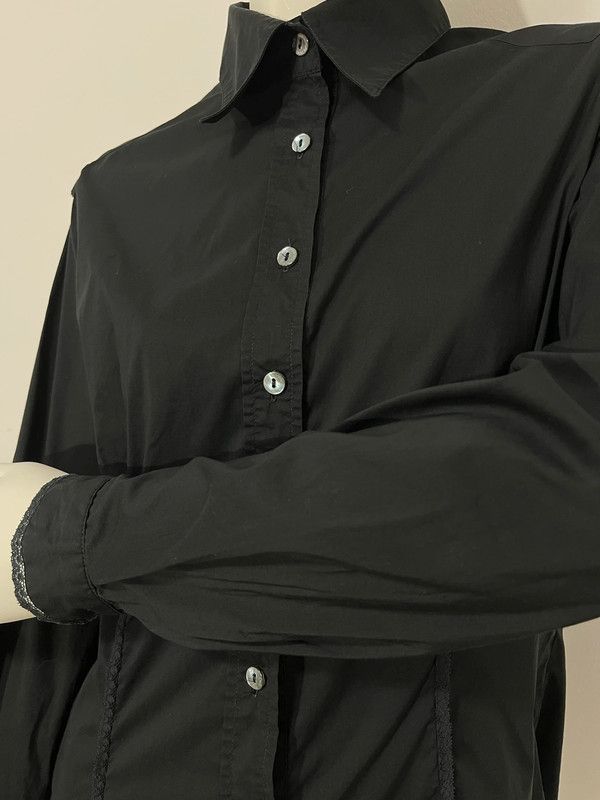 Dolce & Gabbana D&G Black Lace Trim Shirt SS 2006 Size L / US 10 / IT 46 - 8 Thumbnail