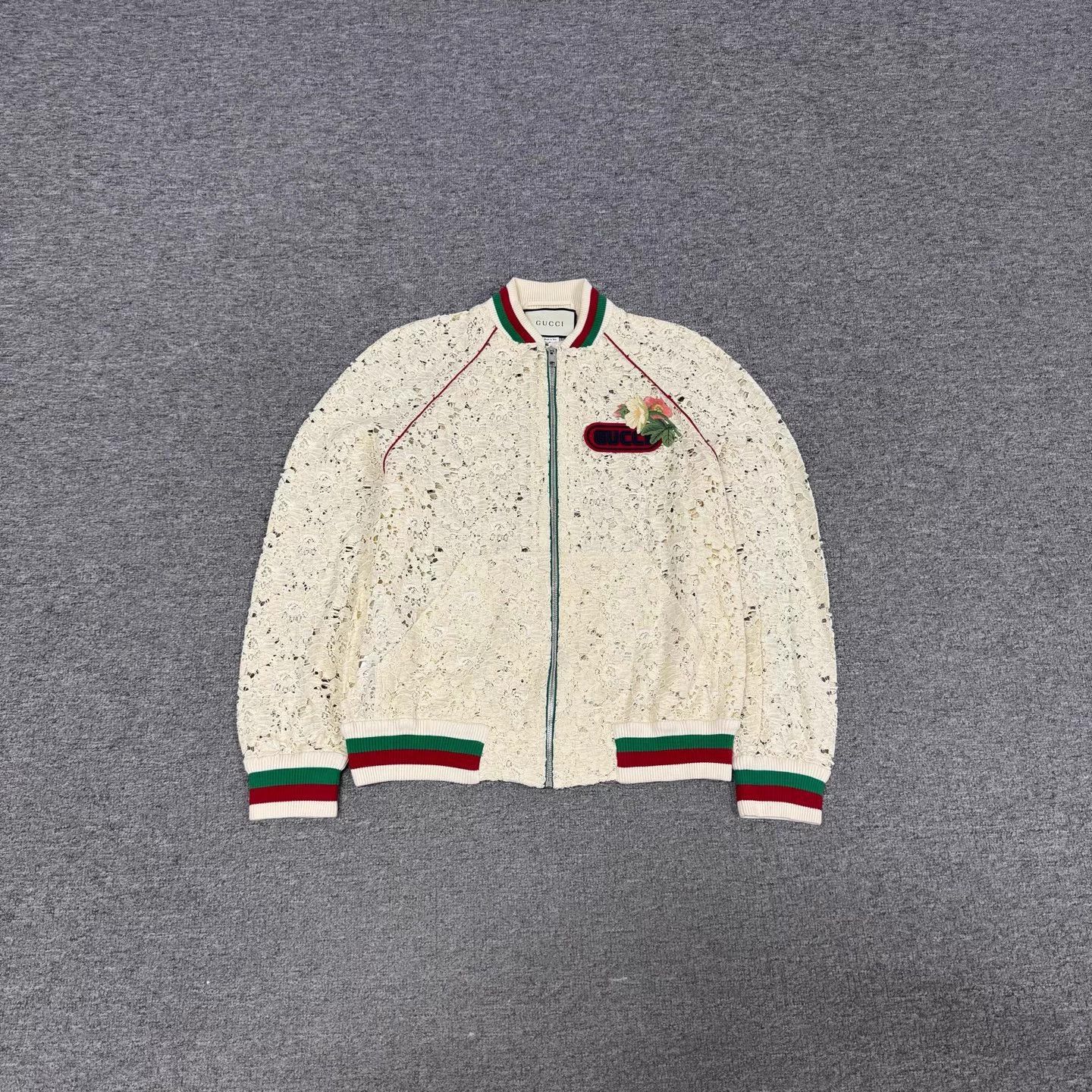Gucci Gucci red green stripe floral chest lace jacket 40 Size S / US 4 / IT 40 - 1 Thumbnail