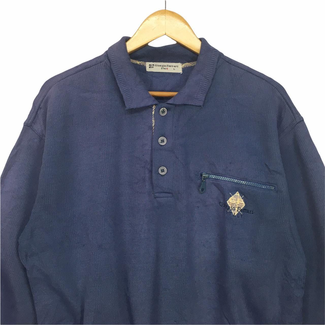 Vintage Vtg GIORGIO FERRARI Italy Collar Sweatshirt Size US L / EU 52-54 / 3 - 2 Thumbnail