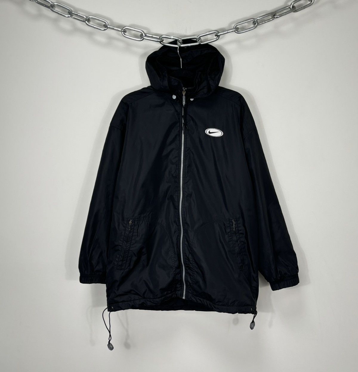 Nike Vintage Nike Y2K Big Logo 90s Swoosh Black Hooded Jacket Size US M / EU 48-50 / 2 - 3 Thumbnail