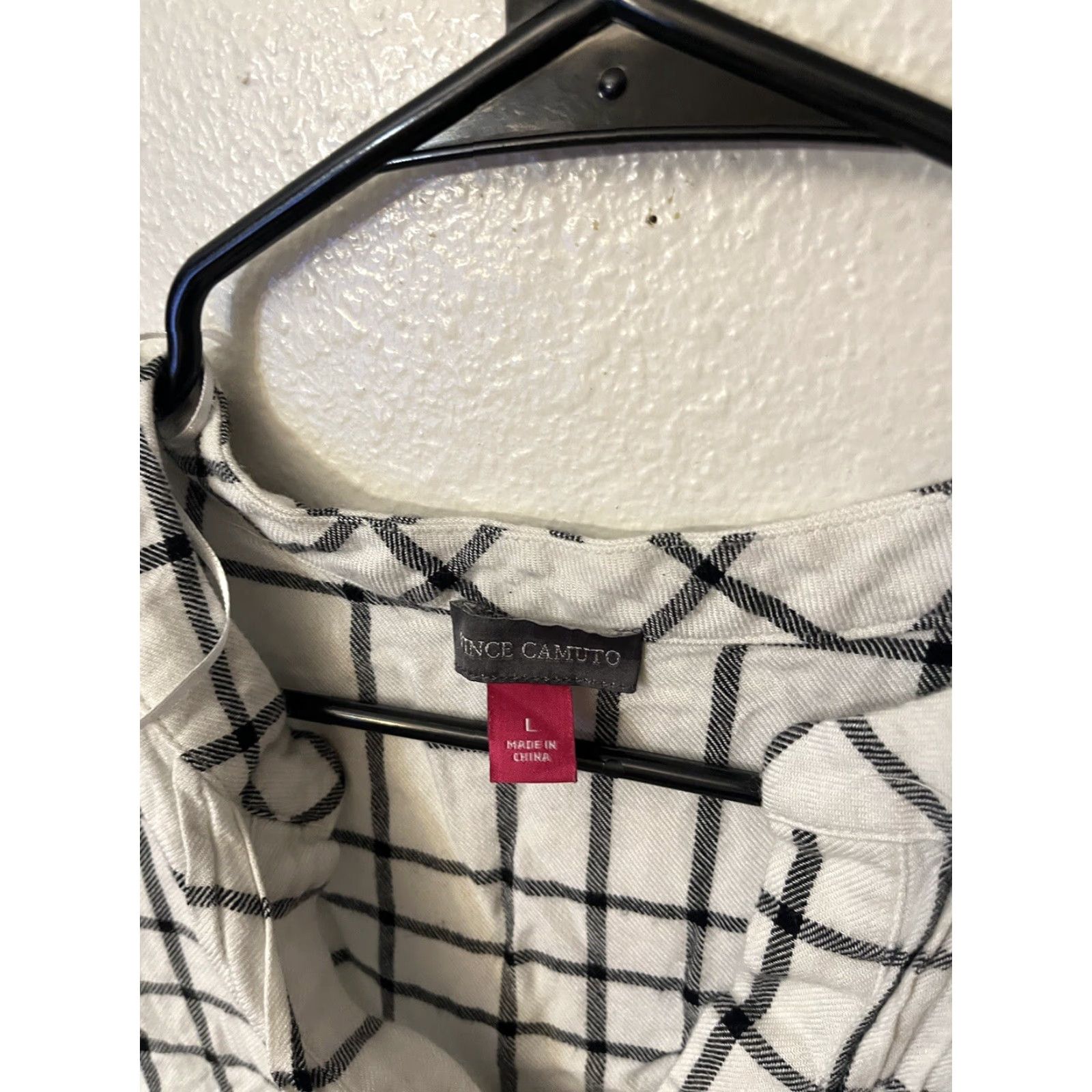 Vince Camuto Vince Camuto Blouse Women L Plaid V-Neck 3/4 Sleeve Flare Multicolor Preppy Size L / US 10 / IT 46 - 2 Thumbnail