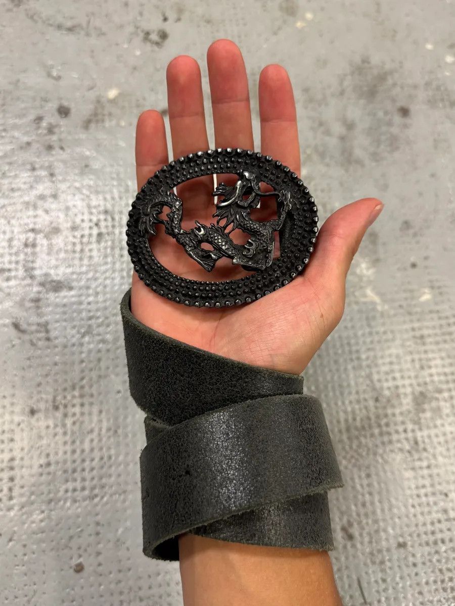 Designer × Roberto Cavalli × Vintage 2000s Cavalli Asian Dragon Black Leather Belt Size ONE SIZE - 2 Thumbnail