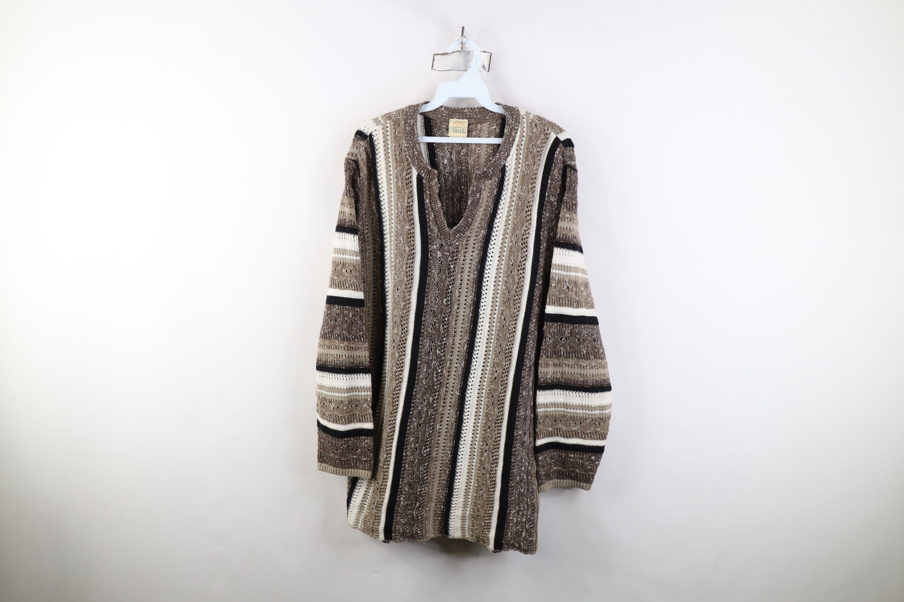 Vintage Vintage 90s Coogi Style Crochet Knit Sweater Earth Tone Size 3XL / US 20-22 - 1 Thumbnail