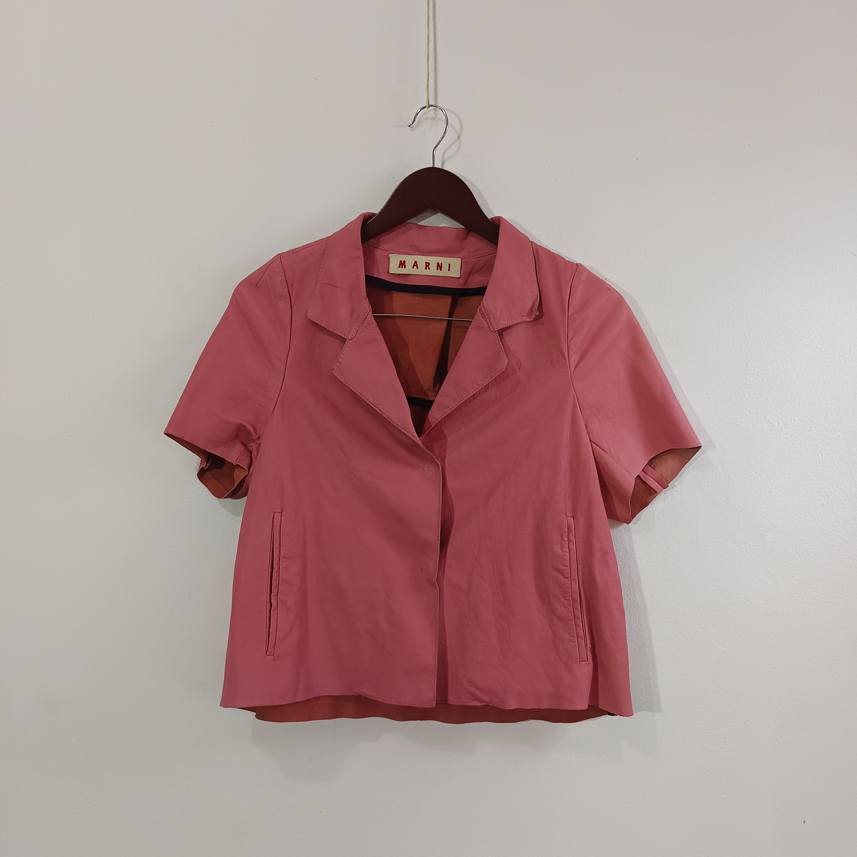 Marni Marni Pink Short Sleeve Leather Blazer Size M / US 6-8 / IT 42-44 - 1 Thumbnail