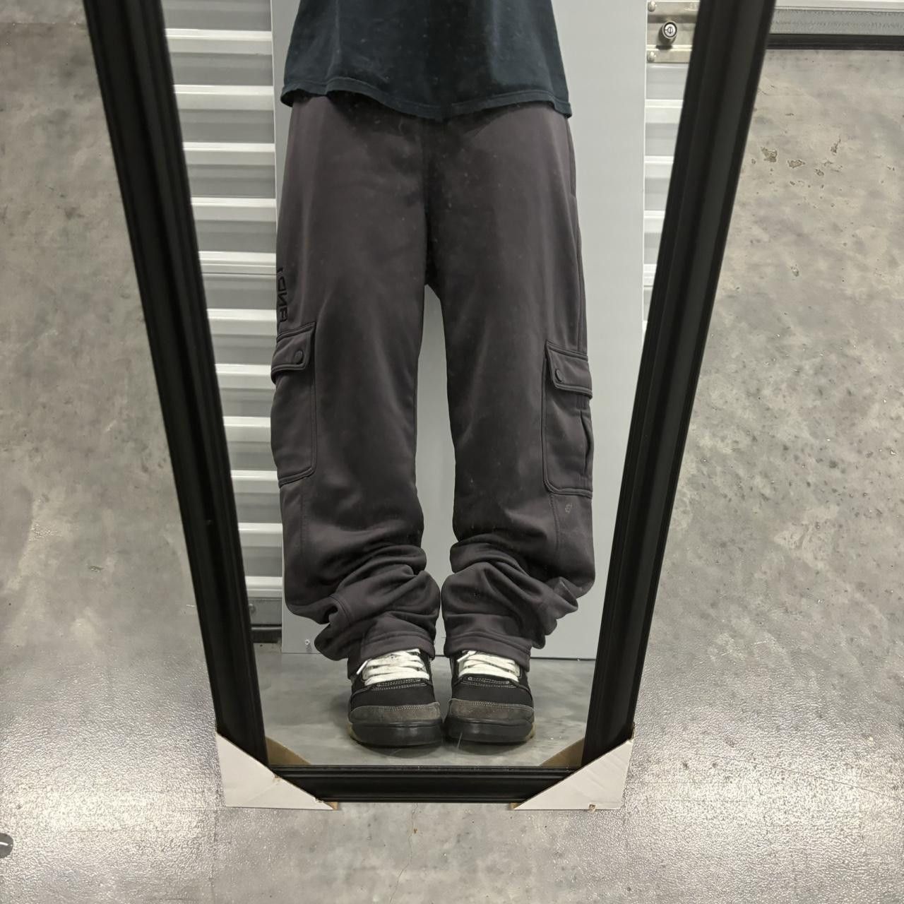 Japanese Brand × Vintage Crazy Vintage Y2K/2000s Grey Skater Athletic Drill Cargo Sweatpants! Size US 34 / EU 50 - 1 Thumbnail