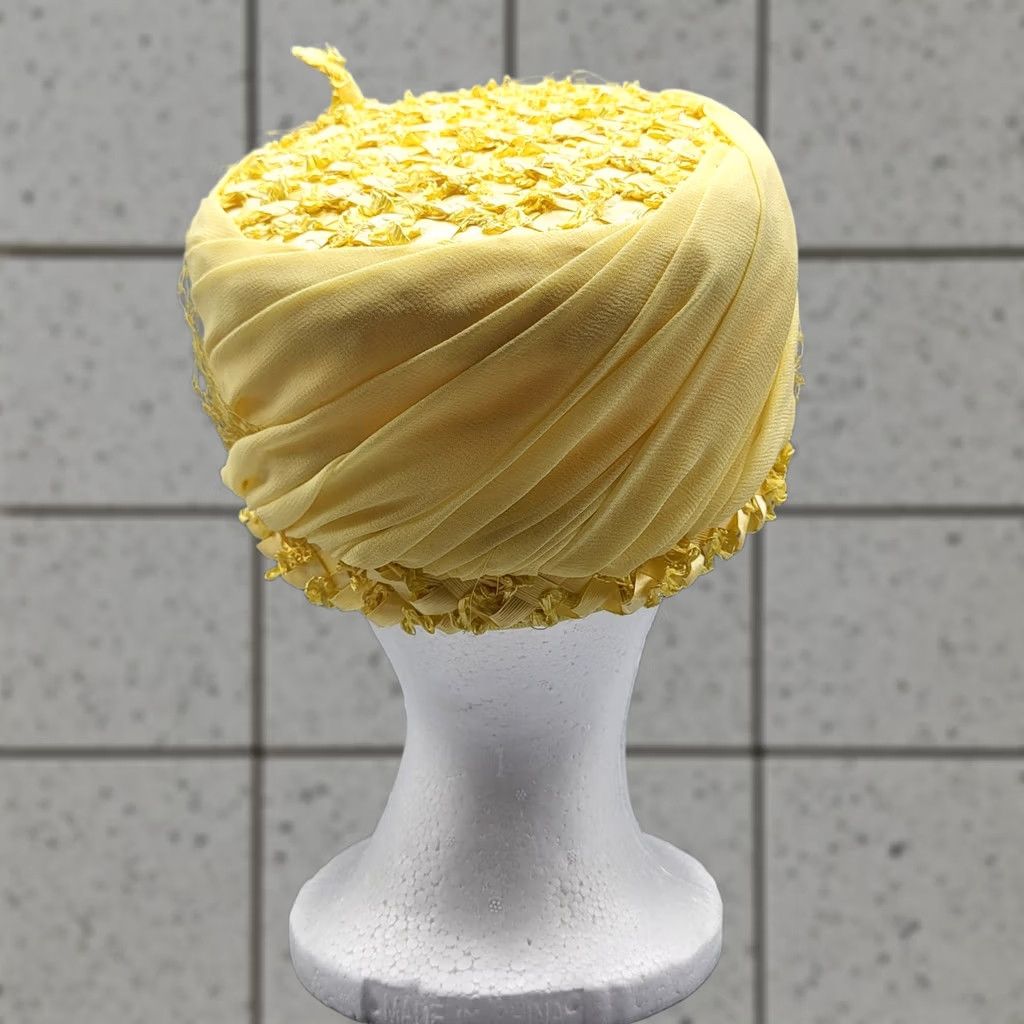 Linda Farrow VINTAGE Linda Farrell Yellow Pillbox Hat Womens 1950s Hat Yellow Women Public United States 1950s Size ONE SIZE - 1 Thumbnail