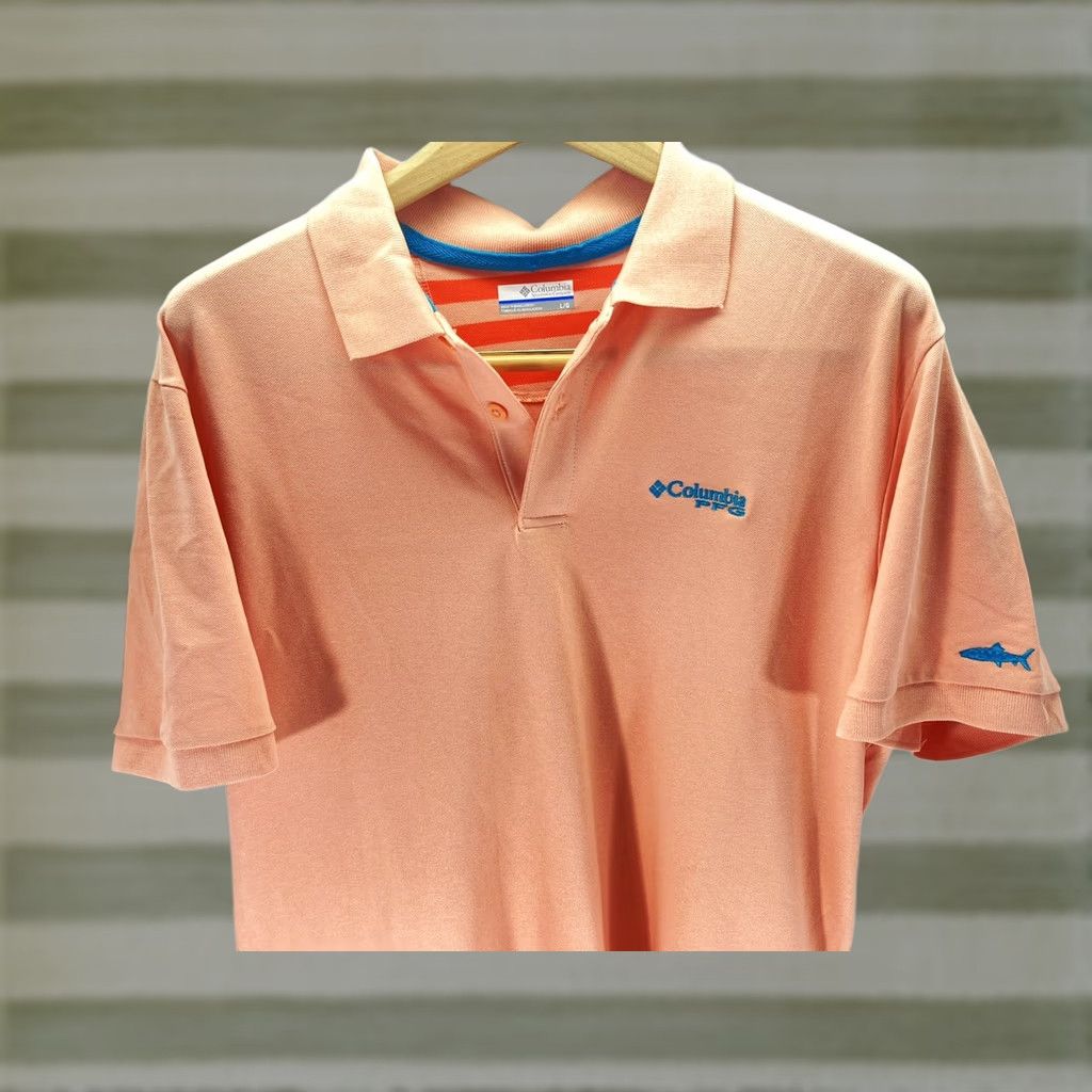 Vintage Columbia Polo Shirt Men L Short Sleeve Button Knit Coral Salmon Pink PFG Size US L / EU 52-54 / 3 - 1 Thumbnail