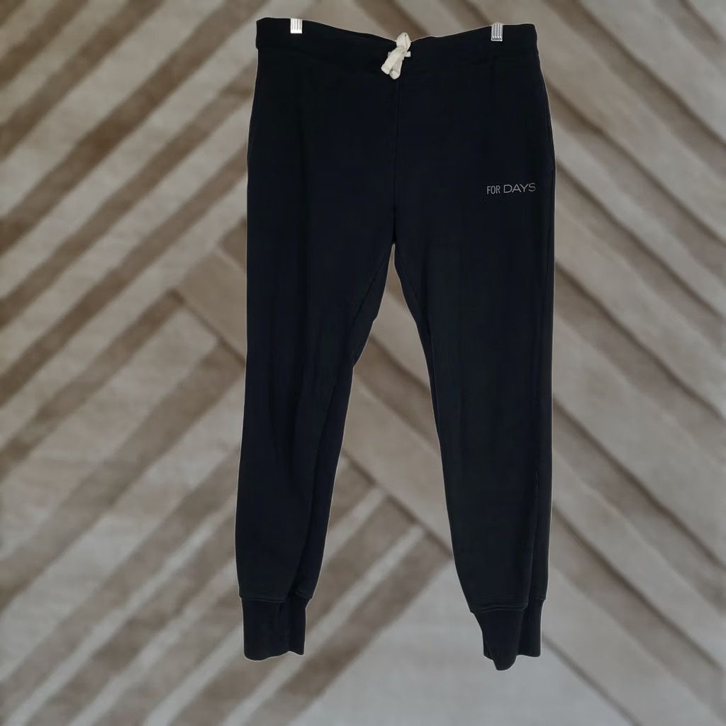 Logo 7 FOR DAYS Black Jogger Pants Logo Print Drawstring Waist Comfort Fit Adult M Size US 31 - 1 Thumbnail