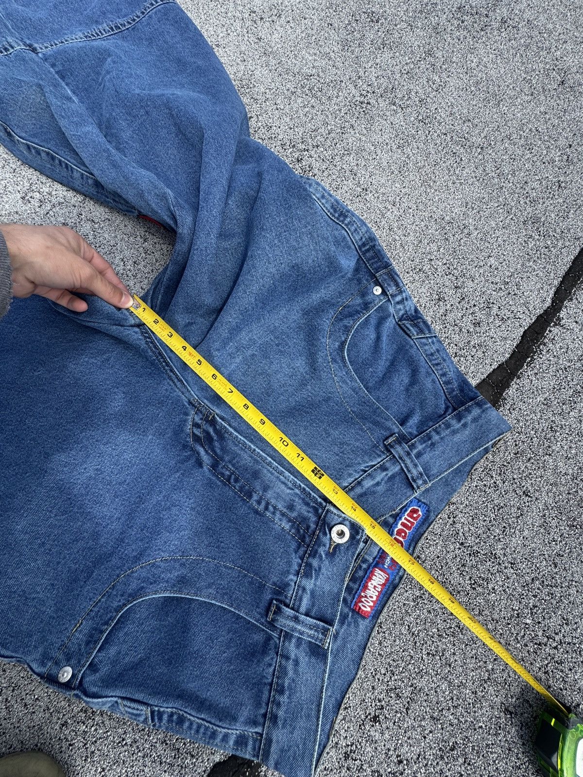 JNCO Kangaroo Jeans 90s/Y2K Baggy Skater Rave Embroidered Pkt Size US 30 / EU 46 - 14 Thumbnail
