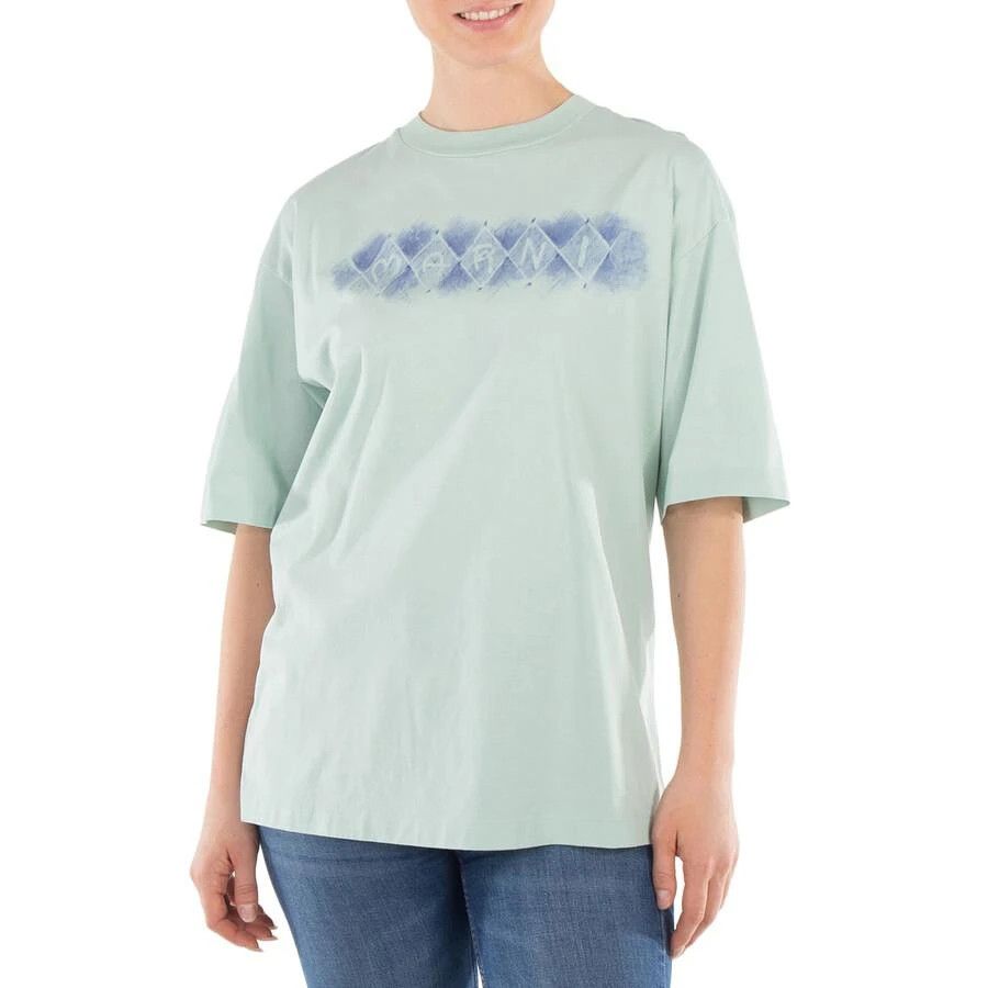 Marni o1f1d3z1125 Diamond Print T-Shirt in Light Green Size M / US 6-8 / IT 42-44 - 1 Thumbnail