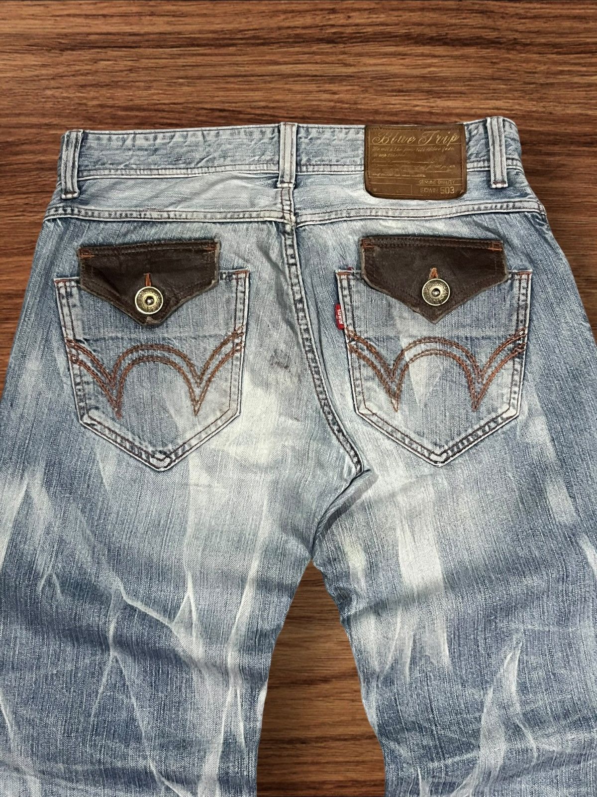 Edwin Vintage Japanese Brand Edwin Blue Way Distressed Loose Jeans Size US 32 / EU 48 - 6 Thumbnail