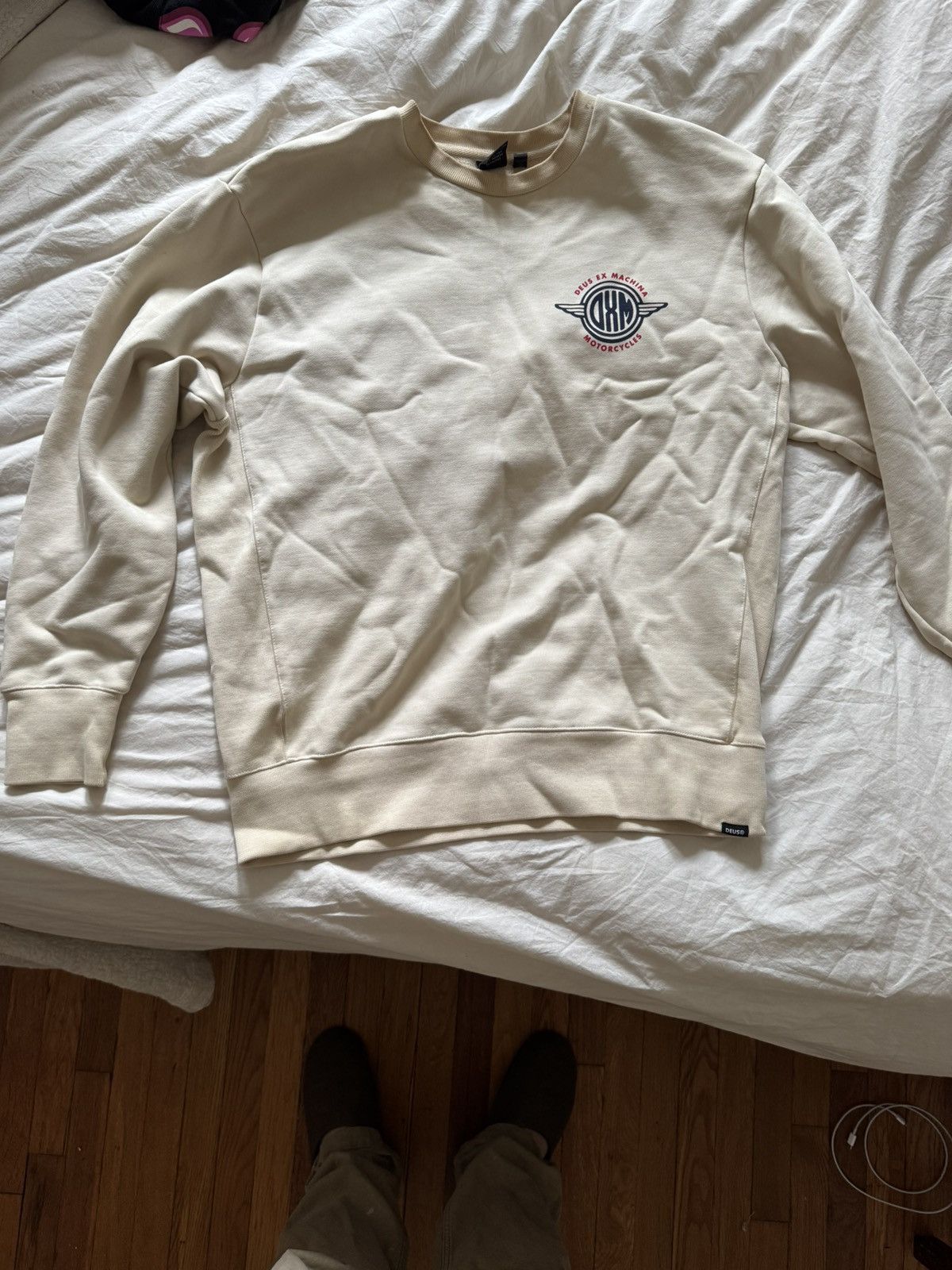 Deus Ex Machina Off White Motorcycle Racing Crew Neck Sweatshirt size Large Size US L / EU 52-54 / 3 - 1 Thumbnail