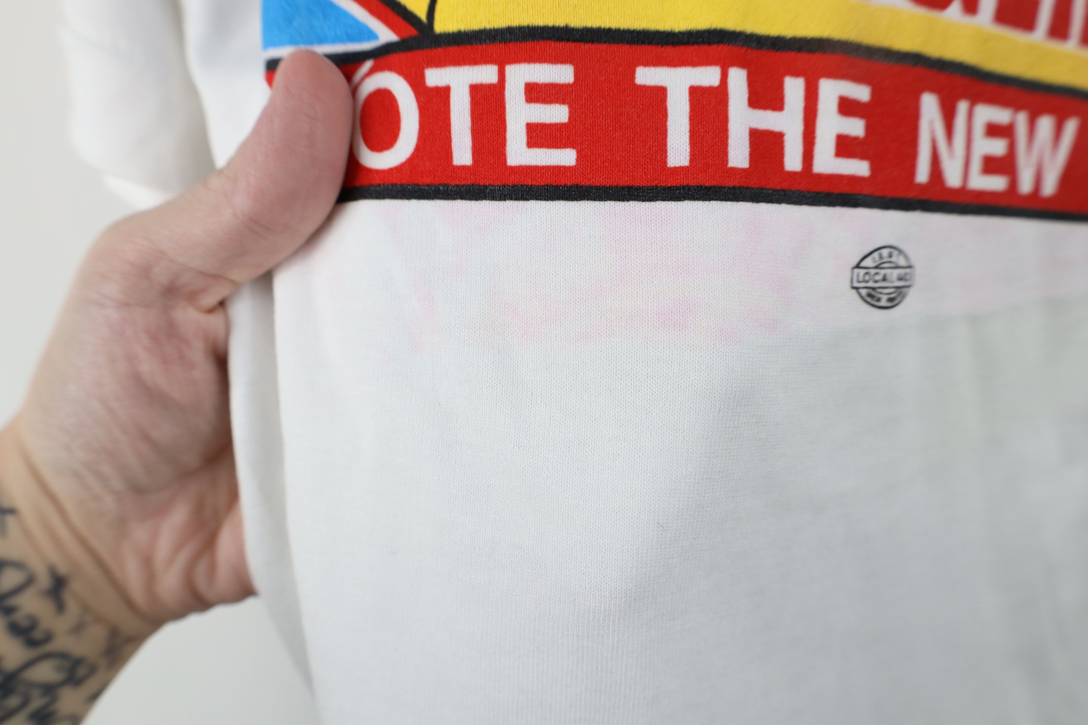 Vintage Vintage 80s 90s Streetwear Union Singer T-Shirt White USA Size US XL / EU 56 / 4 - 6 Thumbnail