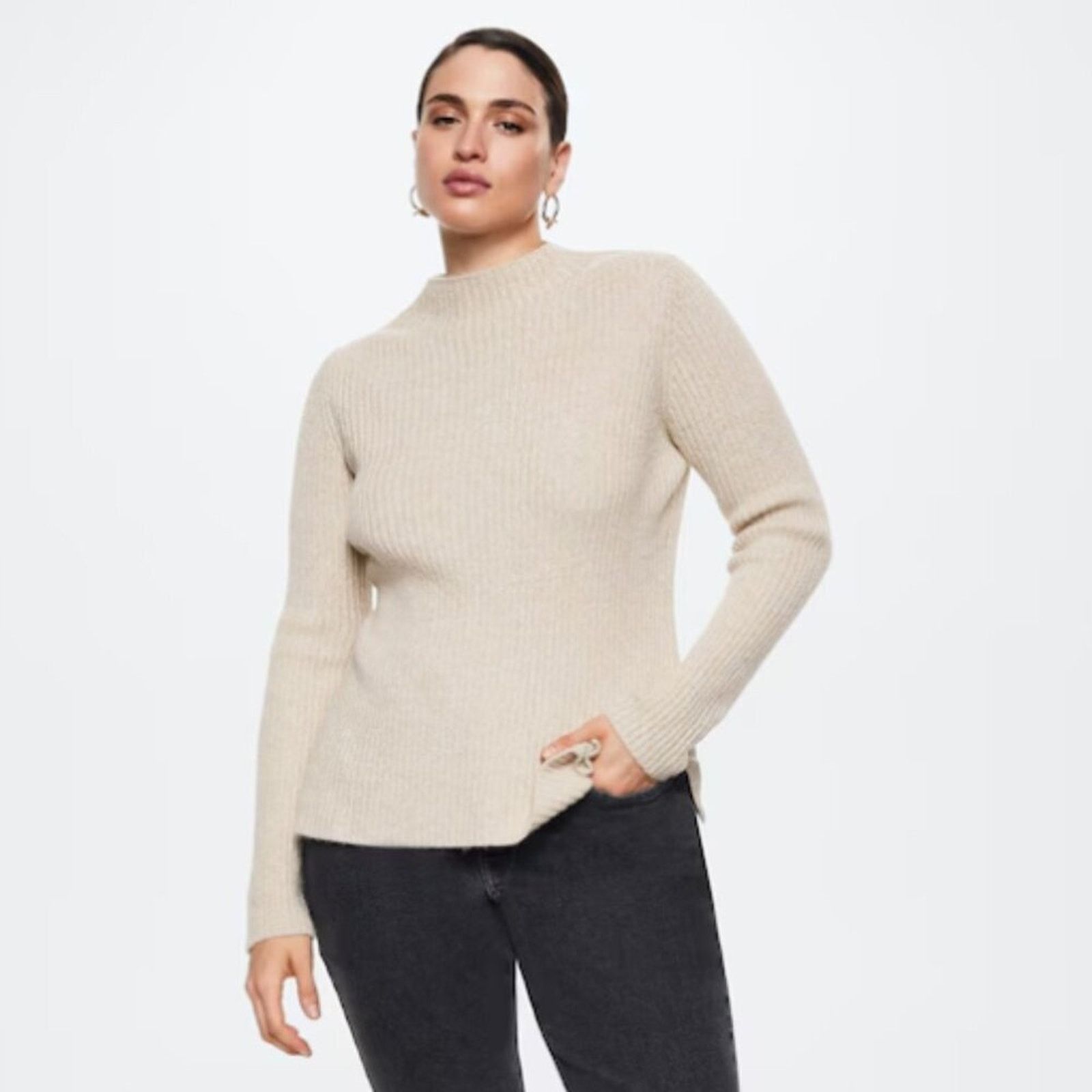 Mango Mango Shiny Ribbed Light Pastel Grey Sweater NWT Plus 1XL Size XXL / US 16-18 / IT 52-54 - 6 Thumbnail