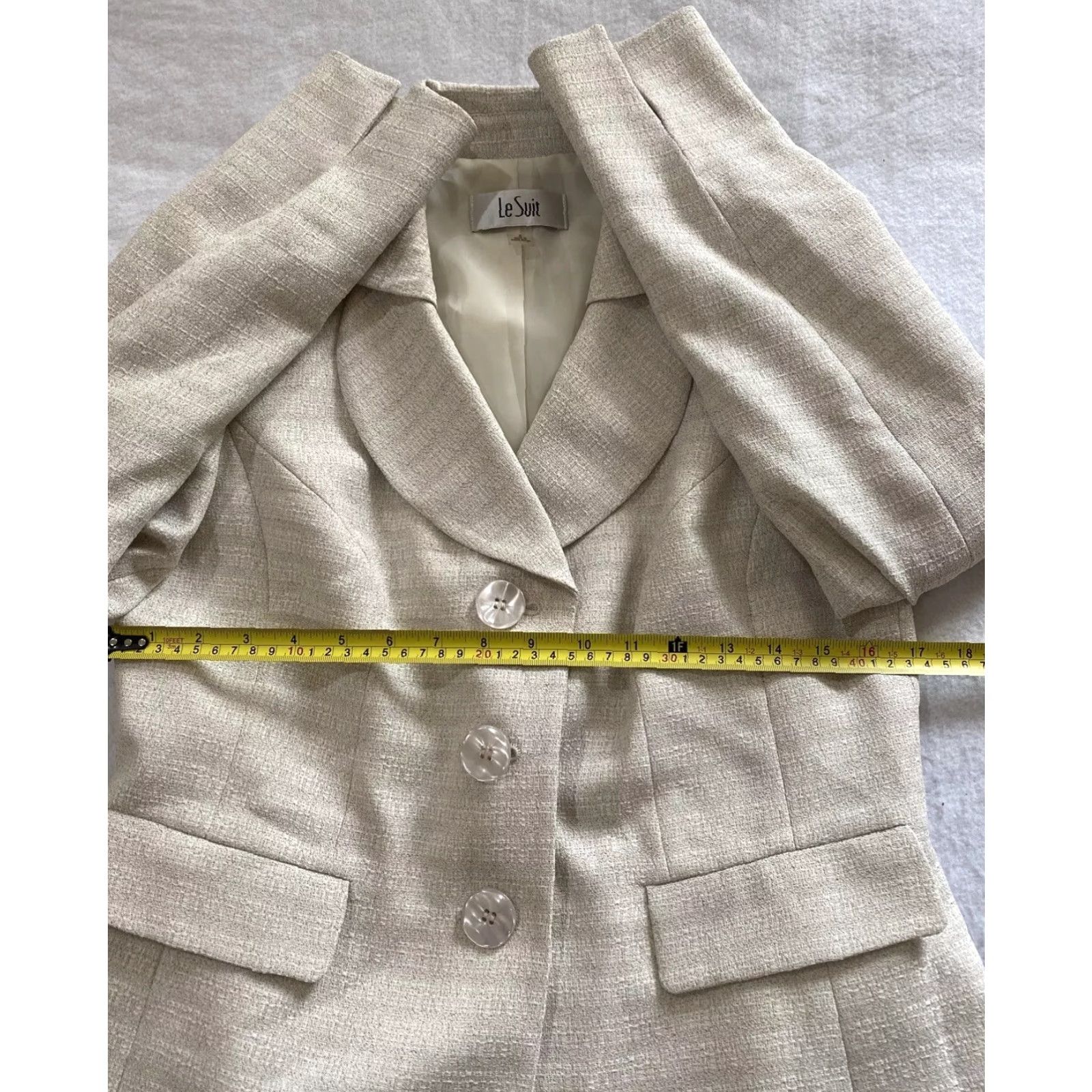 Vintage VINTAGE Le Suit Blazer Jacket Women’s Size 8 Tan Pinstripe Lined Skirt Suit Business Womens 90s Size M / US 6-8 / IT 42-44 - 5 Thumbnail