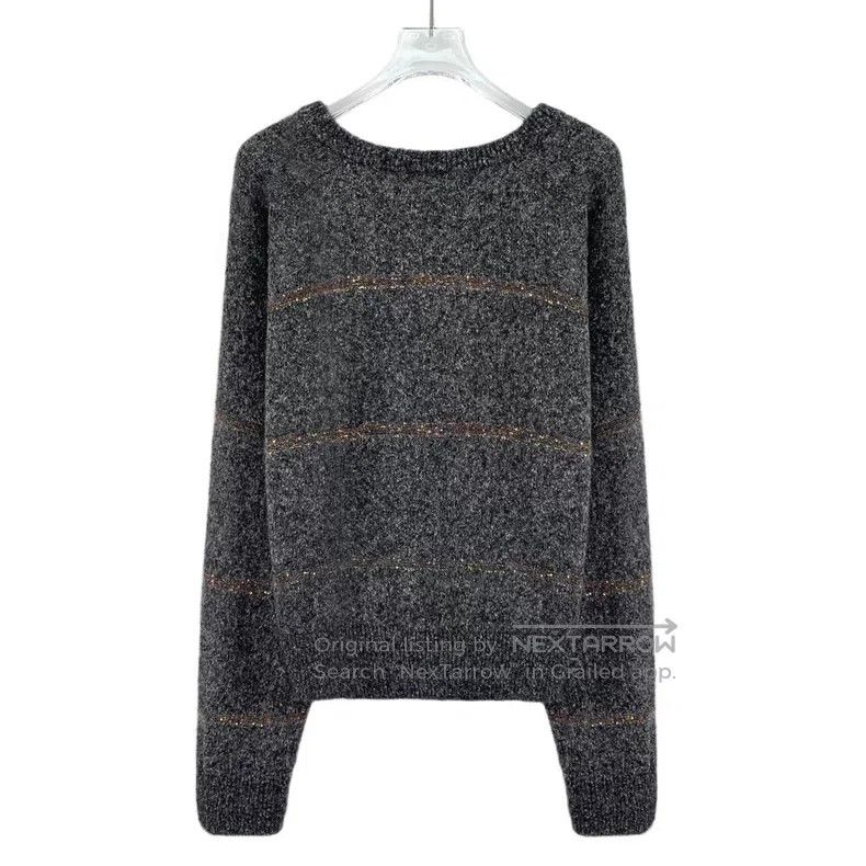 Brunello Cucinelli Brunello Cucinelli size 35 Dark Gray Sequined Alpaca V-neck Size XS / US 0-2 / IT 36-38 - 2 Thumbnail