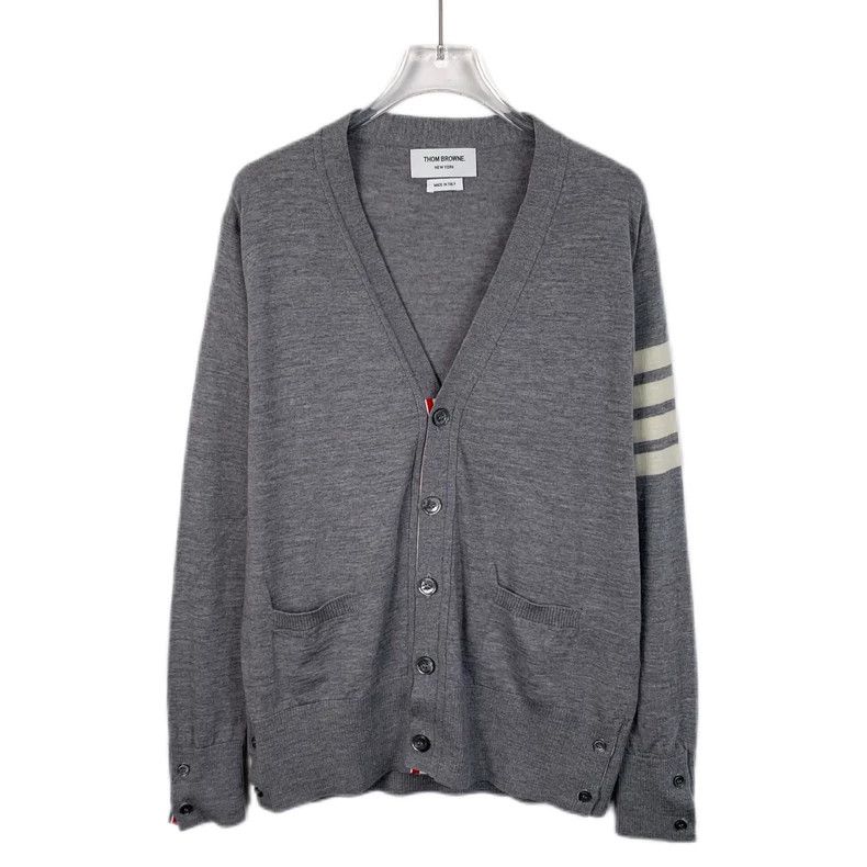 Thom Browne Thom Browne Gray Wool Knit Cardigan Sweater - dmc Size US M / EU 48-50 / 2 - 1 Thumbnail