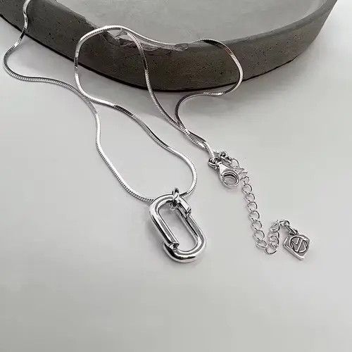 Japanese Brand Oval Pendant Snake Bone Chain Necklace Size ONE SIZE - 3 Thumbnail