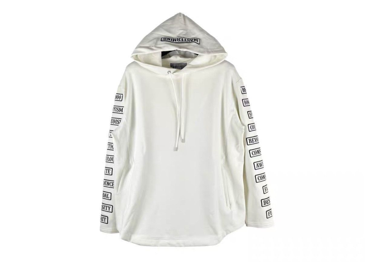 Mastermind Japan White Hoodie with Text Print on Sleeves and Hood Size US M / EU 48-50 / 2 - 1 Thumbnail