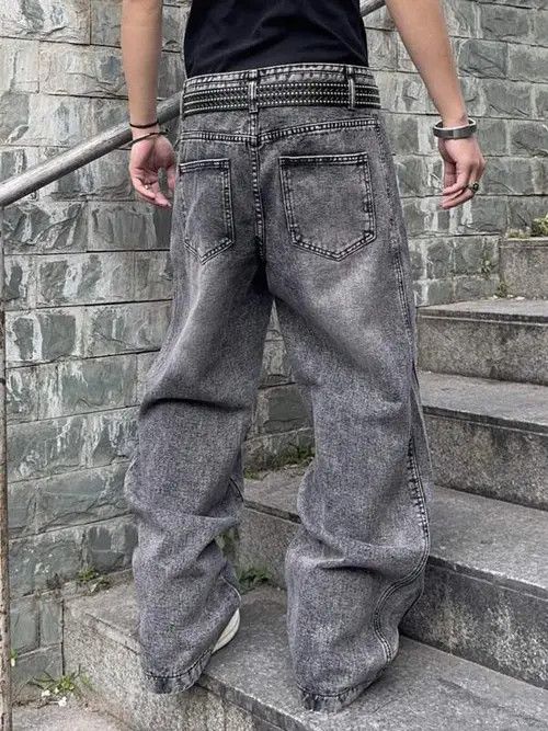 Japanese Brand Washed Baggy Jeans Size US 34 / EU 50 - 3 Thumbnail