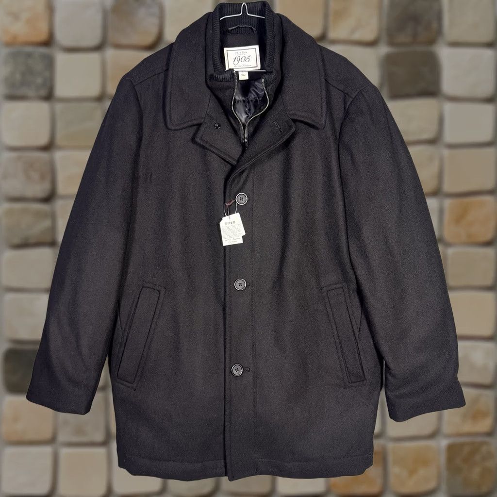 Jos. A. Bank Jos A Bank Mens L Black Wool Overcoat Full Zip Peacoat Quilted 1905 Classic Designer Size US L / EU 52-54 / 3 - 1 Thumbnail
