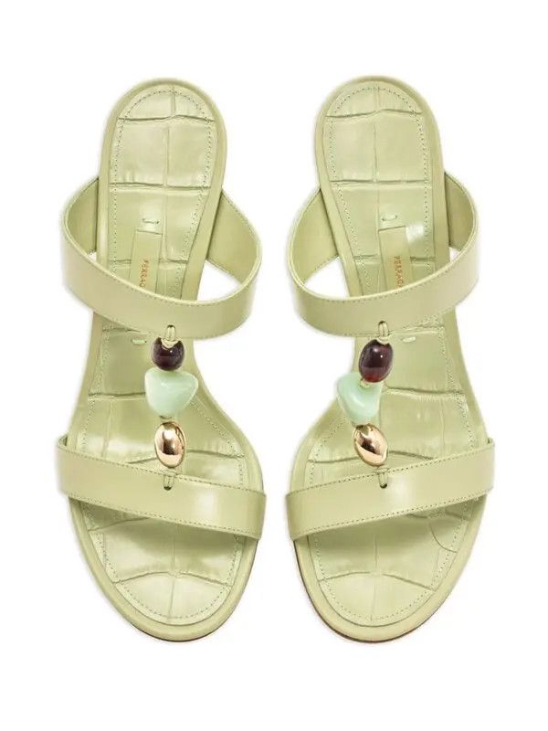 Salvatore Ferragamo o1s1rm0924 Beaded Wedge Slides in Multicolor Size US 5.5 / IT 35.5 - 4 Thumbnail
