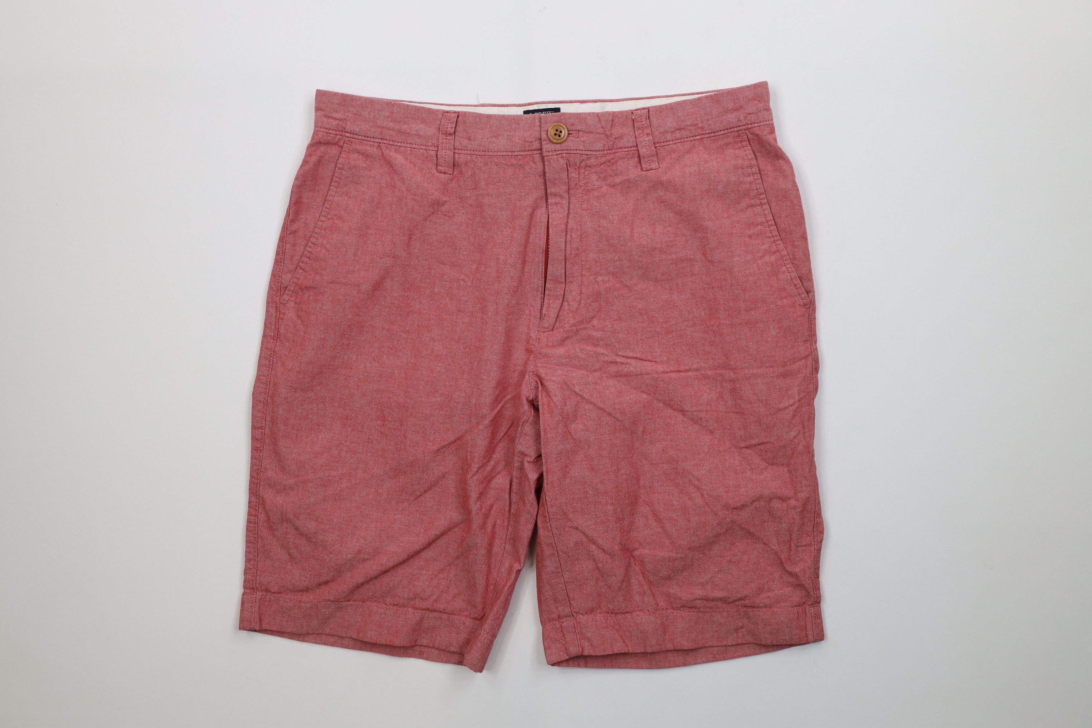 J.Crew J Crew Rivington Chambray Above Knee Chino Shorts Red Cotton Size US 31 - 1 Thumbnail