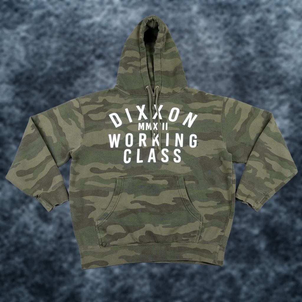 Vintage Dixxon Hoodie Mens M Green Camo Working Class Pullover Sweatshirt Hooded Crew Neck Pockets Graphic Print Satin Size US M / EU 48-50 / 2 - 1 Thumbnail