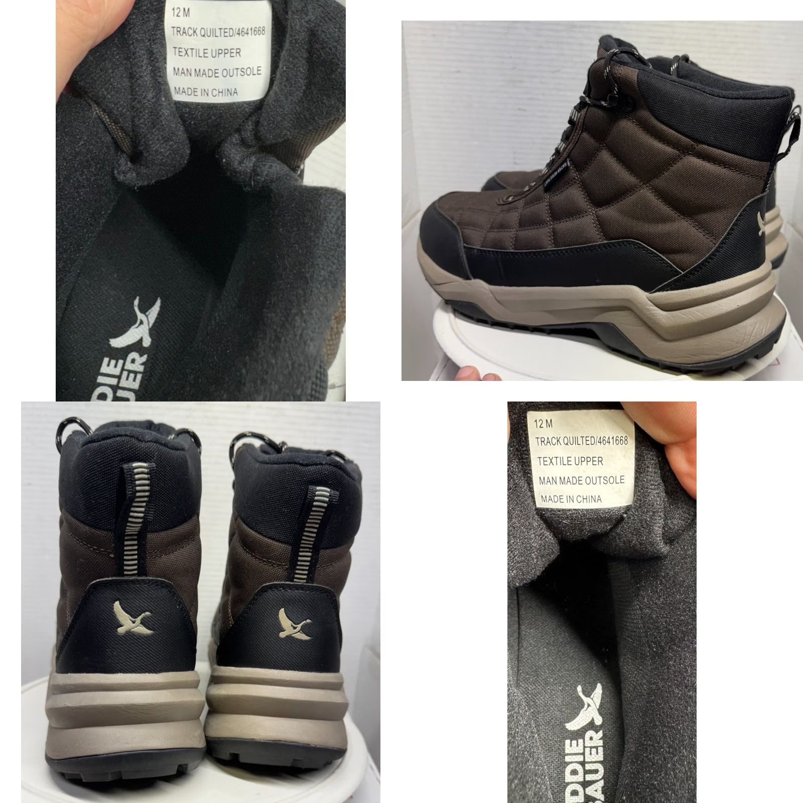 Eddie Bauer Boot Mens 12M Brown Black Hosmer Track Quilted  display picture 1