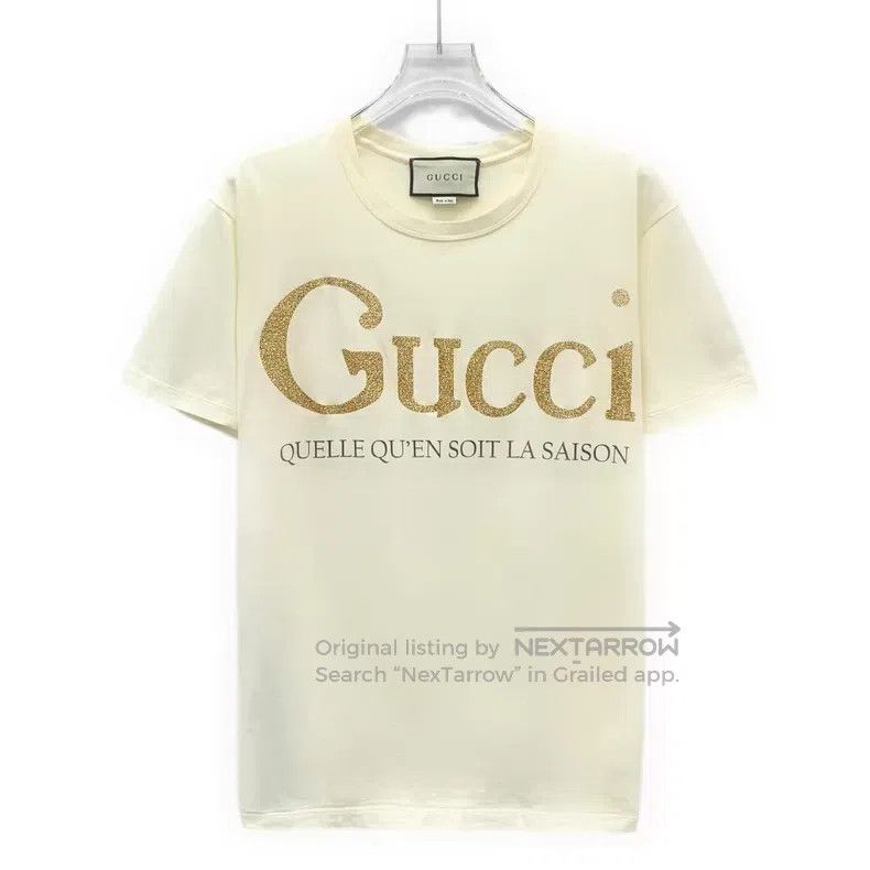 Gucci Gucci Size XXXS Beige logo letter print cotton round-neck s Size XXS / US 00 / IT 34 - 1 Thumbnail