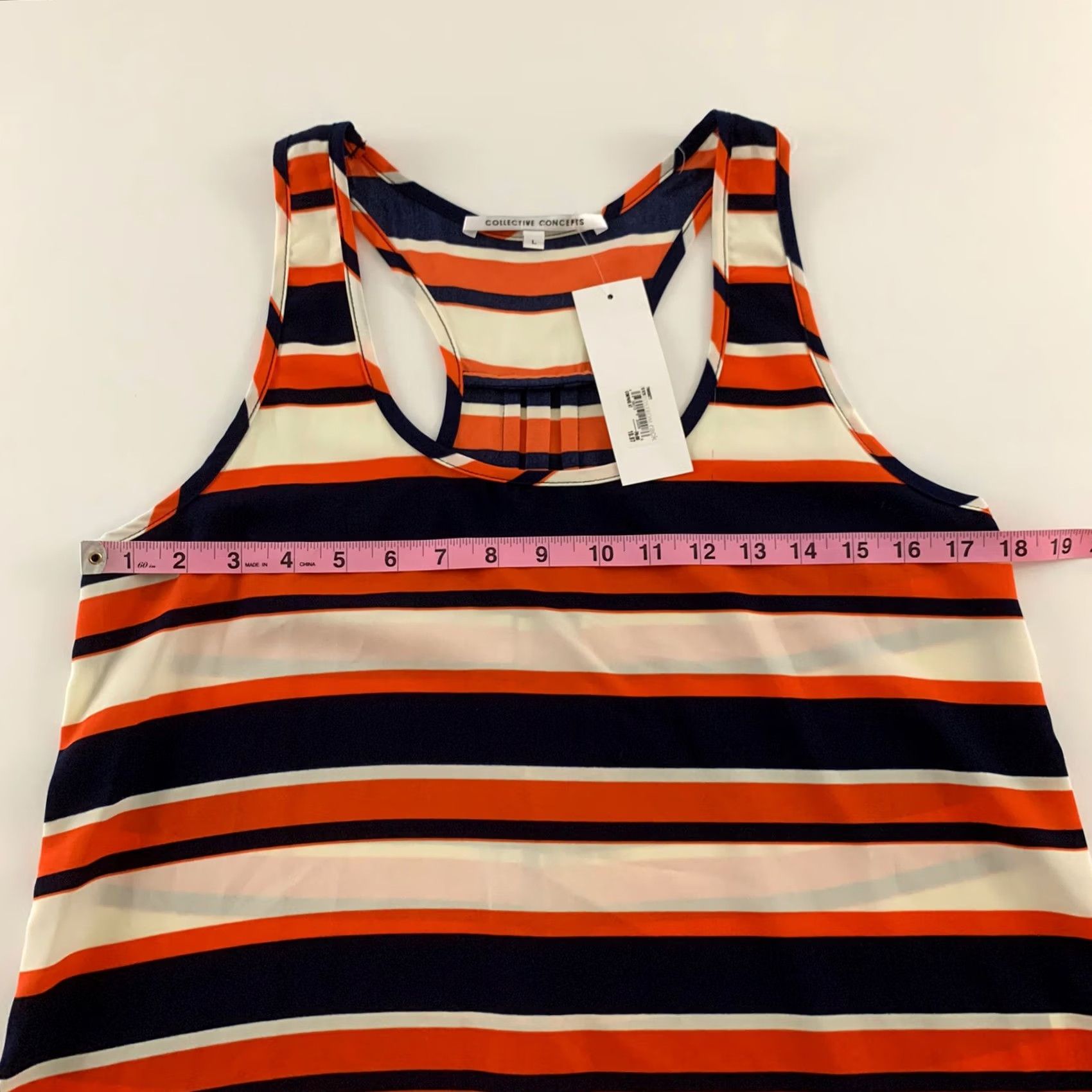 Vintage COLLECTIVE CONCEPTS Striped Sleeveless Top Women's L Tank Blue Ivory Orange Cream Sleeveless Shirt - Mens? Women? Size L / US 10 / IT 46 - 5 Thumbnail