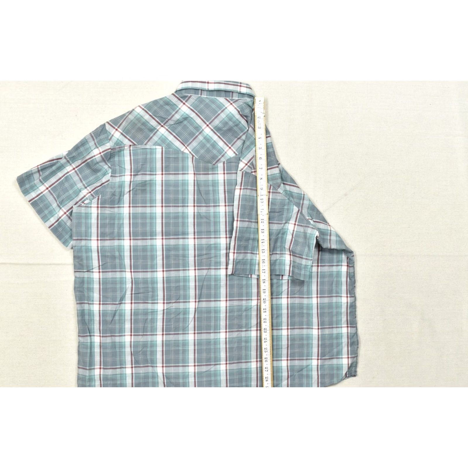 Wrangler VINTAGE Wrangler Western Shirt Men 2XL Gray Teal Plaid Pearl Snap Short Sleeve Cotton Button-Up Western Mens Size US XXL / EU 58 / 5 - 5 Thumbnail