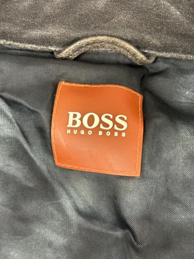 Hugo Boss Hugo Boss Dark Grey Leather Blouson Padded Moto Jacket Size US L / EU 52-54 / 3 - 9 Thumbnail