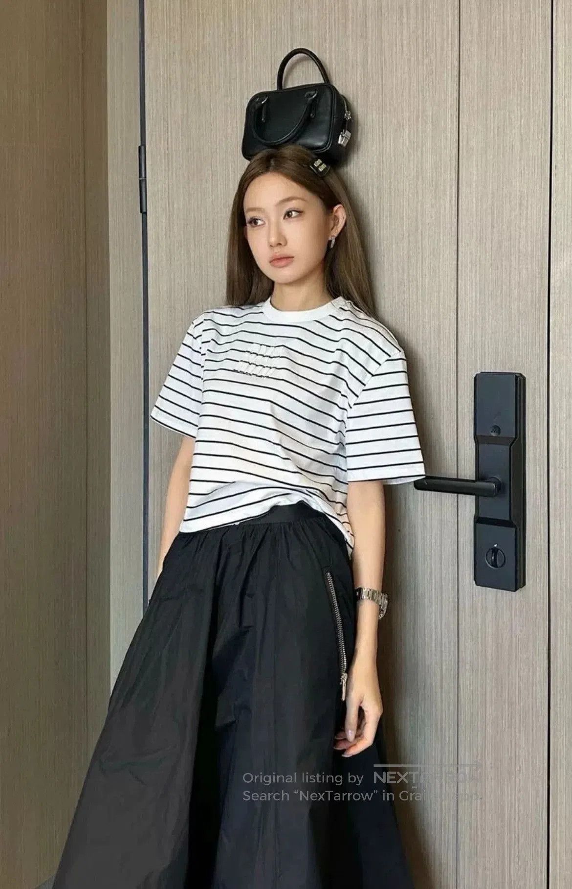 Miu Miu Miu Miu Embroidered Logo Striped T. Size XS / US 0-2 / IT 36-38 - 2 Thumbnail