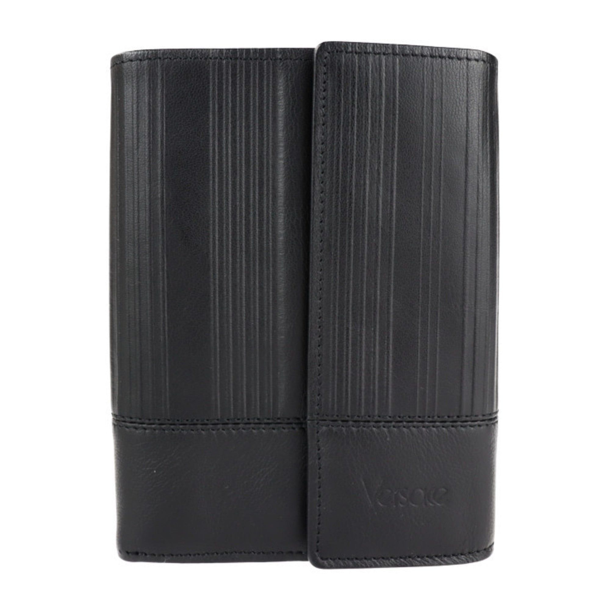 image of Versacegianni Tri-Fold Wallet Leather Black Clasp, Women's