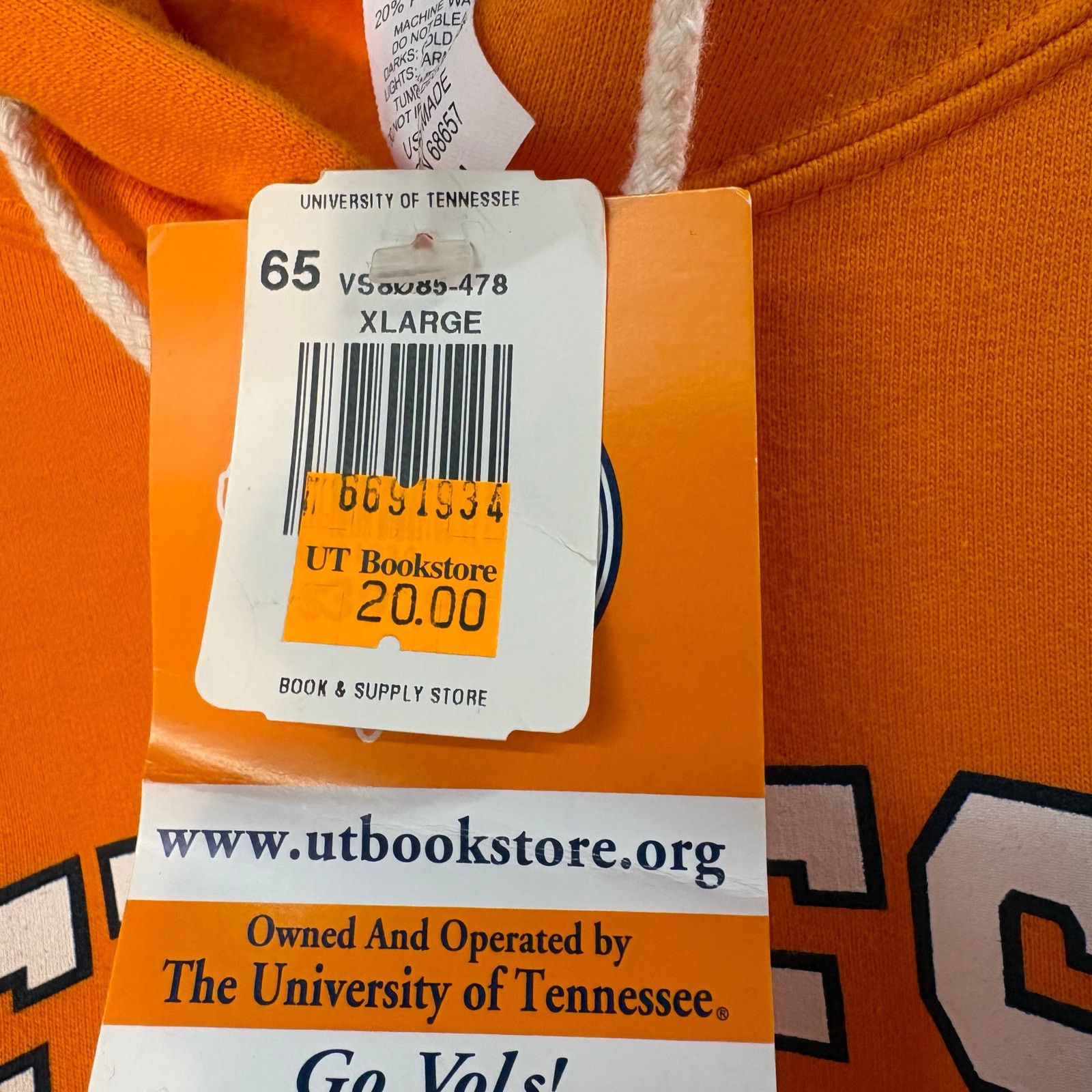 NCAA × Vintage Vintage 90s Tennessee Basketball Deadstock Bookstore Hoodie Size US XL / EU 56 / 4 - 4 Thumbnail