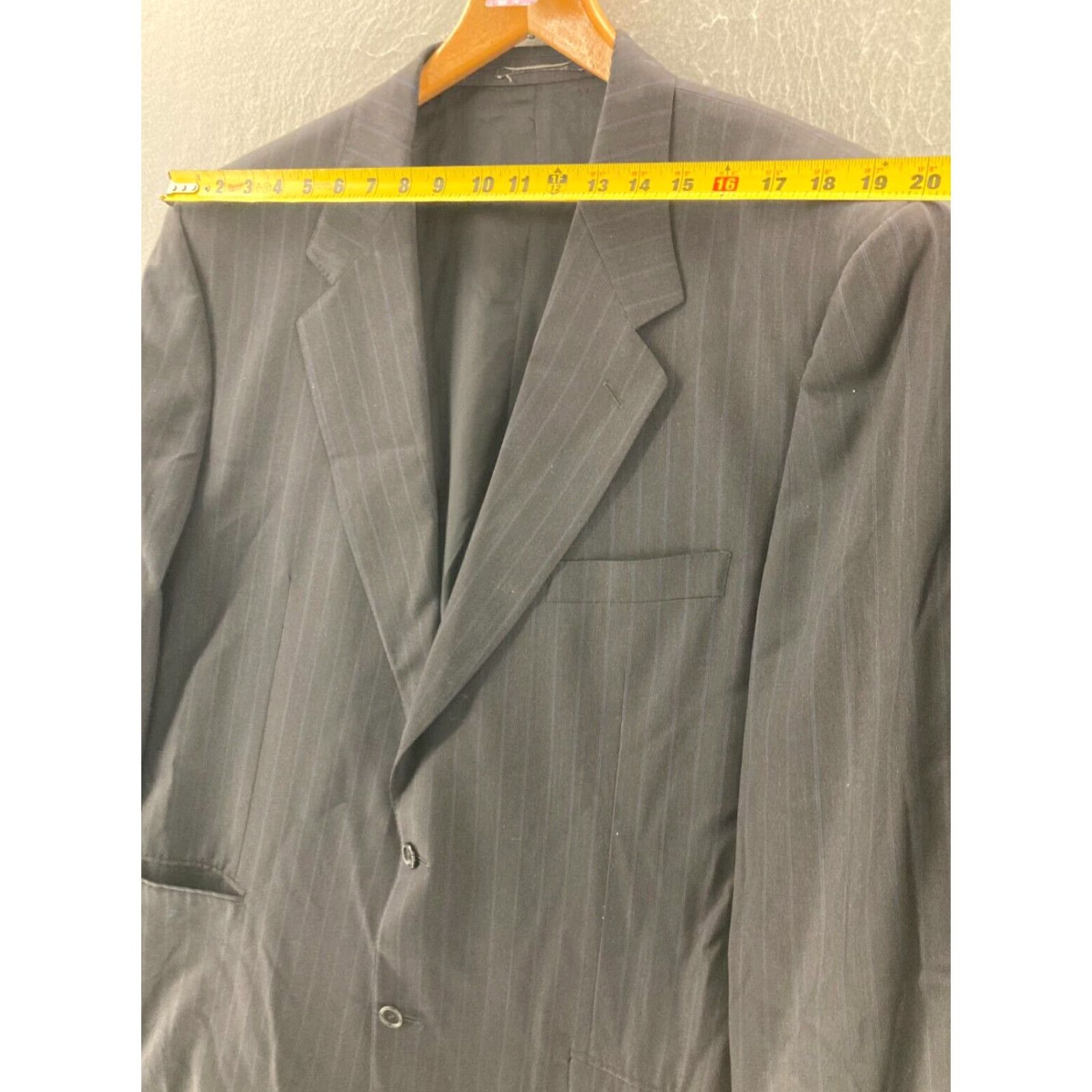 Canali Canali Suit Jacket Mens 46 XL Black Striped Wool Three-Button Extra Long Classic Size 46R - 5 Thumbnail