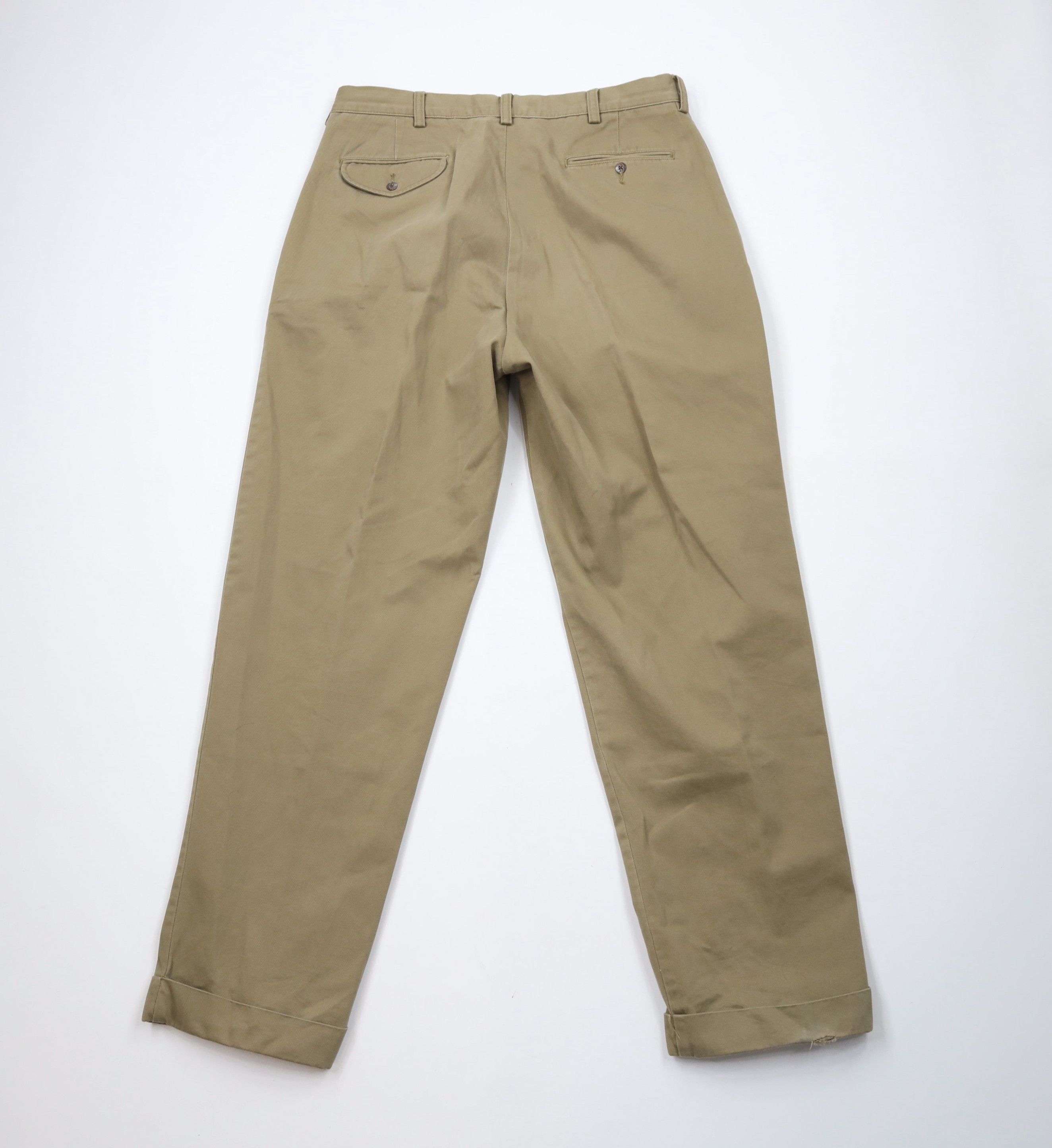 Ralph Lauren Vintage 90s Ralph Lauren Pleated Cuffed Wide Leg Chino Pants Size US 35 - 11 Thumbnail