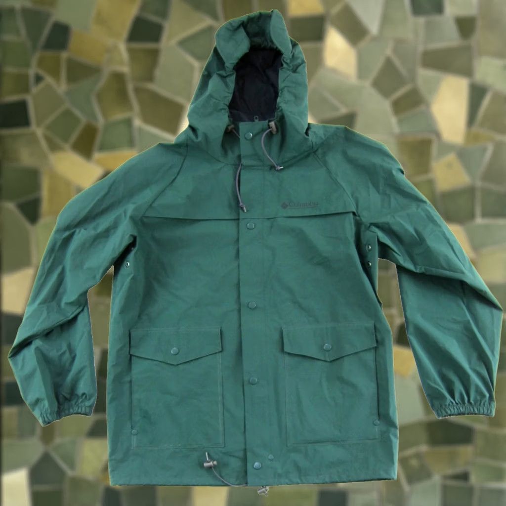 Rains VTG Columbia 100% PVC Rubber Green Marine Hooded Windbreaker Rain Jacket Men M Size US M / EU 48-50 / 2 - 1 Thumbnail