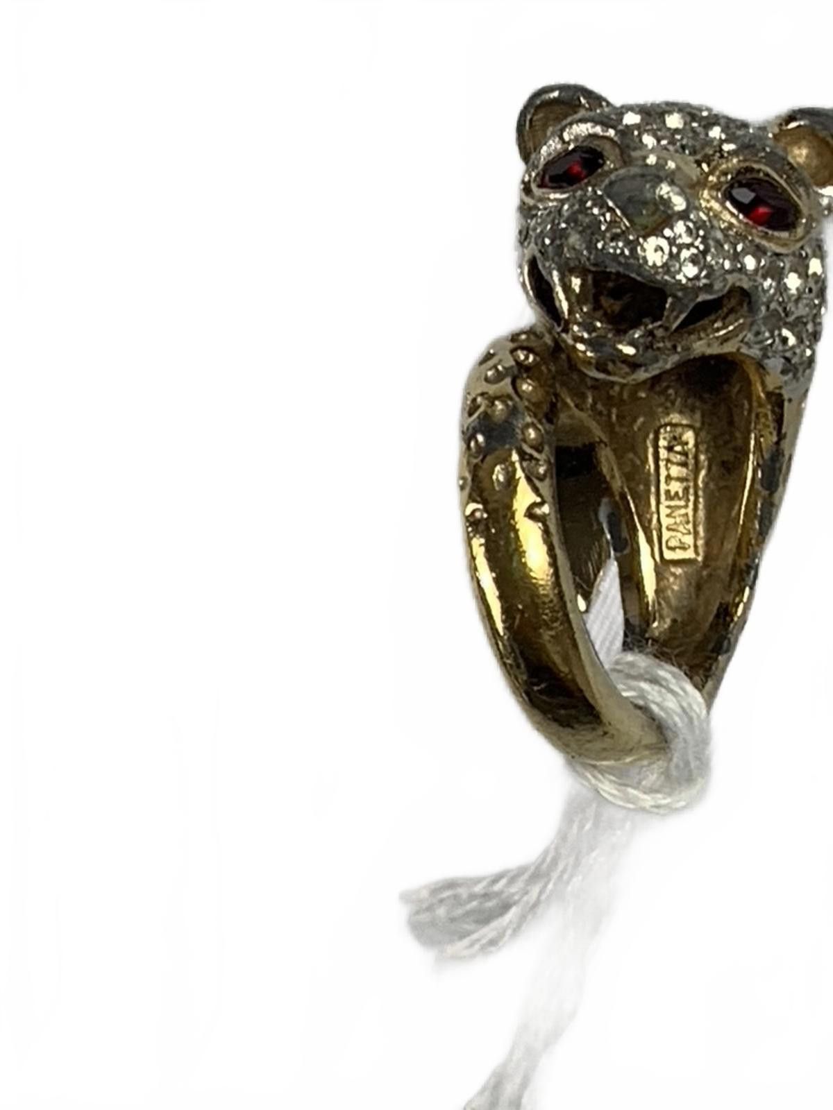 Other Panetta Sterling Silver Cubic Zirconia Jeweled Jaguar Ring Size ONE SIZE - 2 Thumbnail