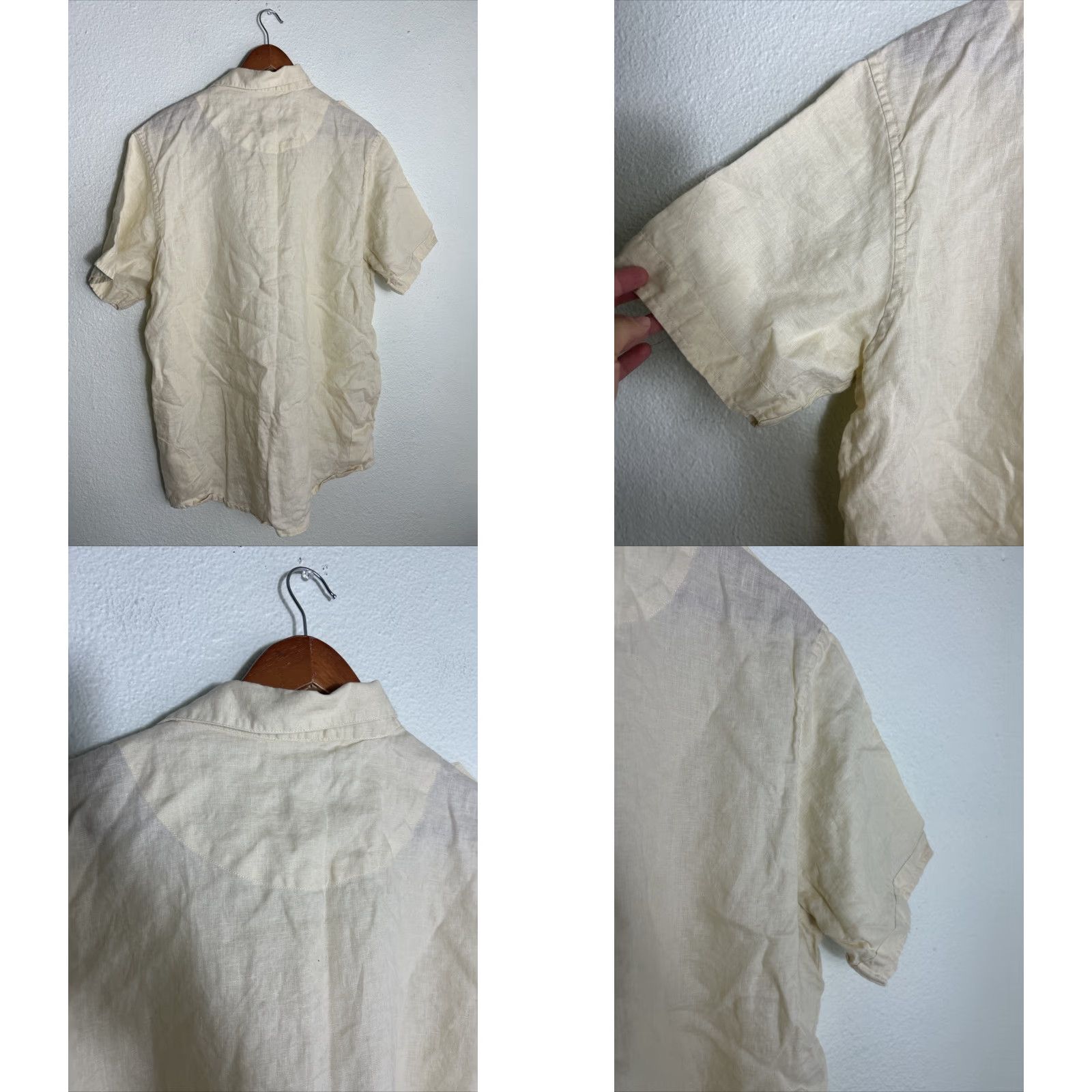 Vintage Field & Stream Shirt Mens L Yellow Linen Button Short Sleeve Pockets Size US L / EU 52-54 / 3 - 9 Thumbnail