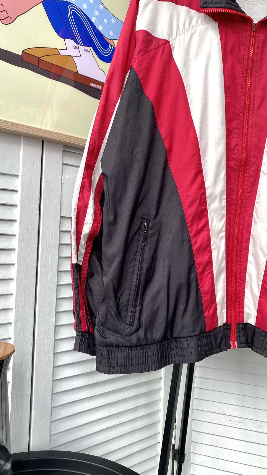 Adidas × Vintage Vintage Adidas Track Retro Jacket Nylon Striped 90s Red Size US L / EU 52-54 / 3 - 4 Thumbnail