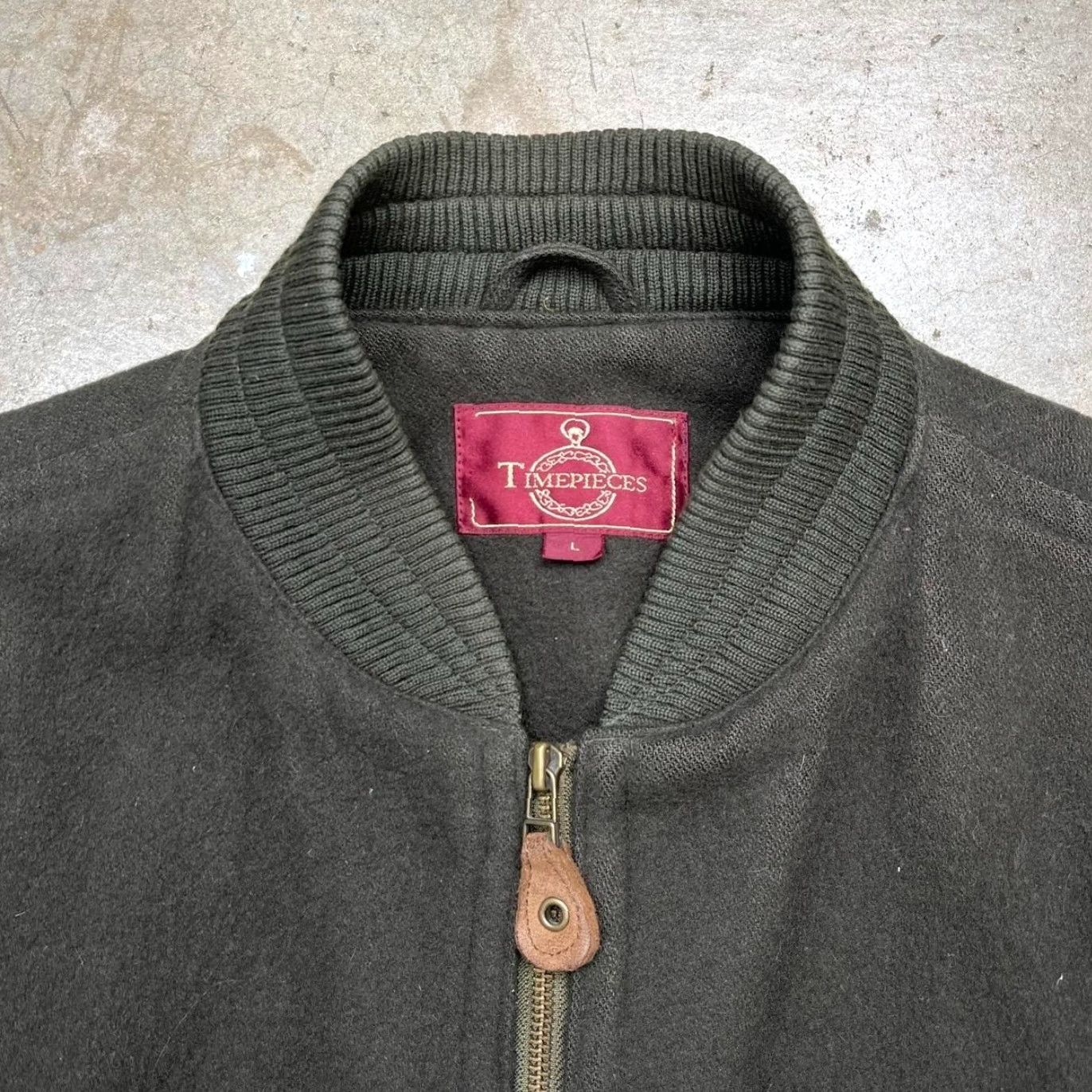 Vintage VINTAGE Timepieces Wool Bomber Jacket 90s Green Mens Large L Jacket Zip Wool 90s Mens Timepieces Green Bomber Jacket Size US L / EU 52-54 / 3 - 2 Thumbnail