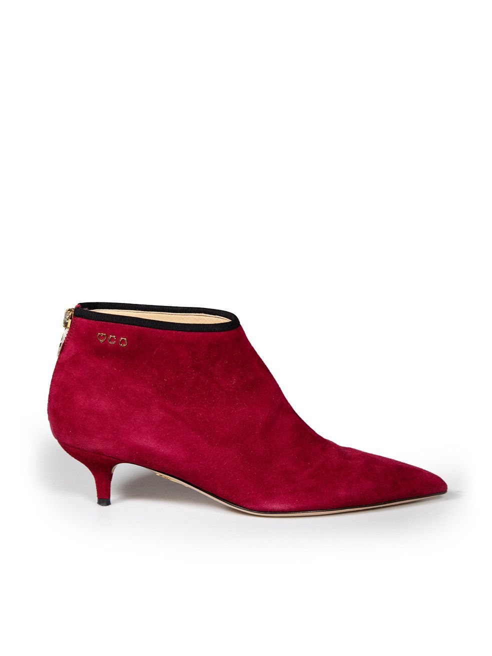 image of Charlotte Olympia Red Suede Kitten Heel Shoes Boots, Women's (Size 8)