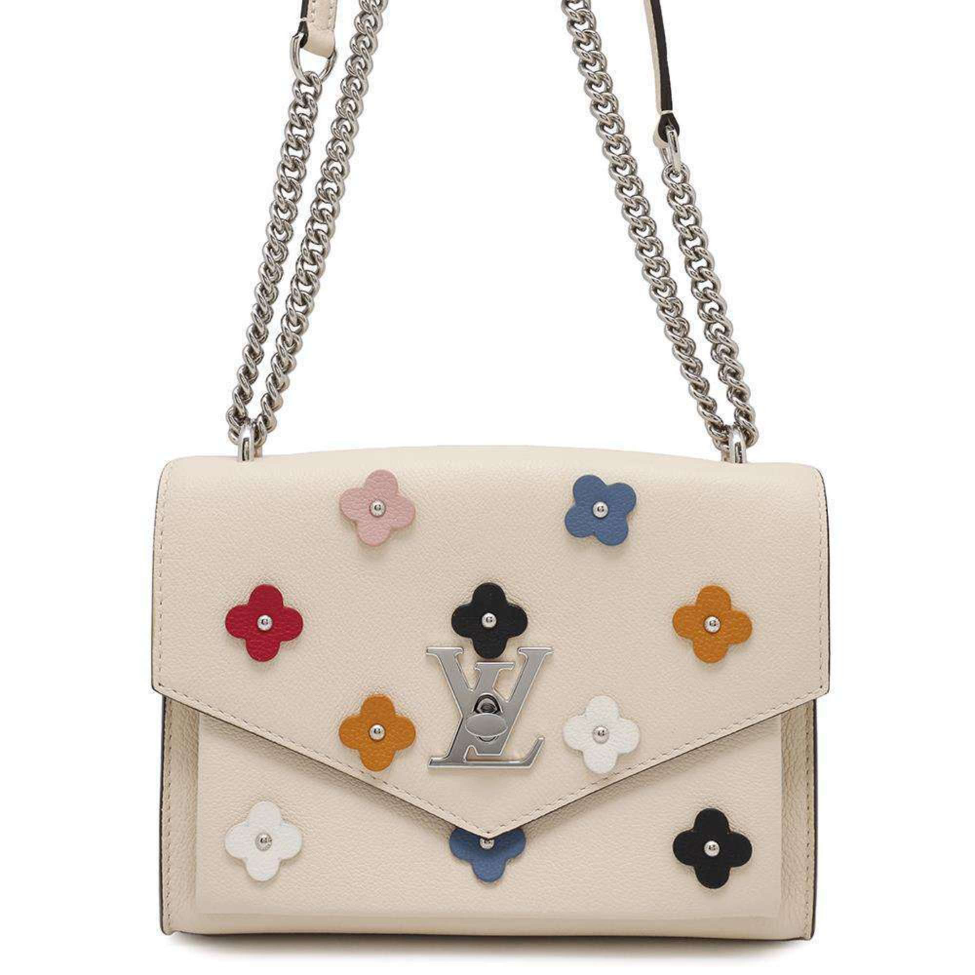 Louis Vuitton Chain Shoulder Bag My Lock Me Bb Calf Leather M53080 Louis Vuitton Flower in Beige, Women's