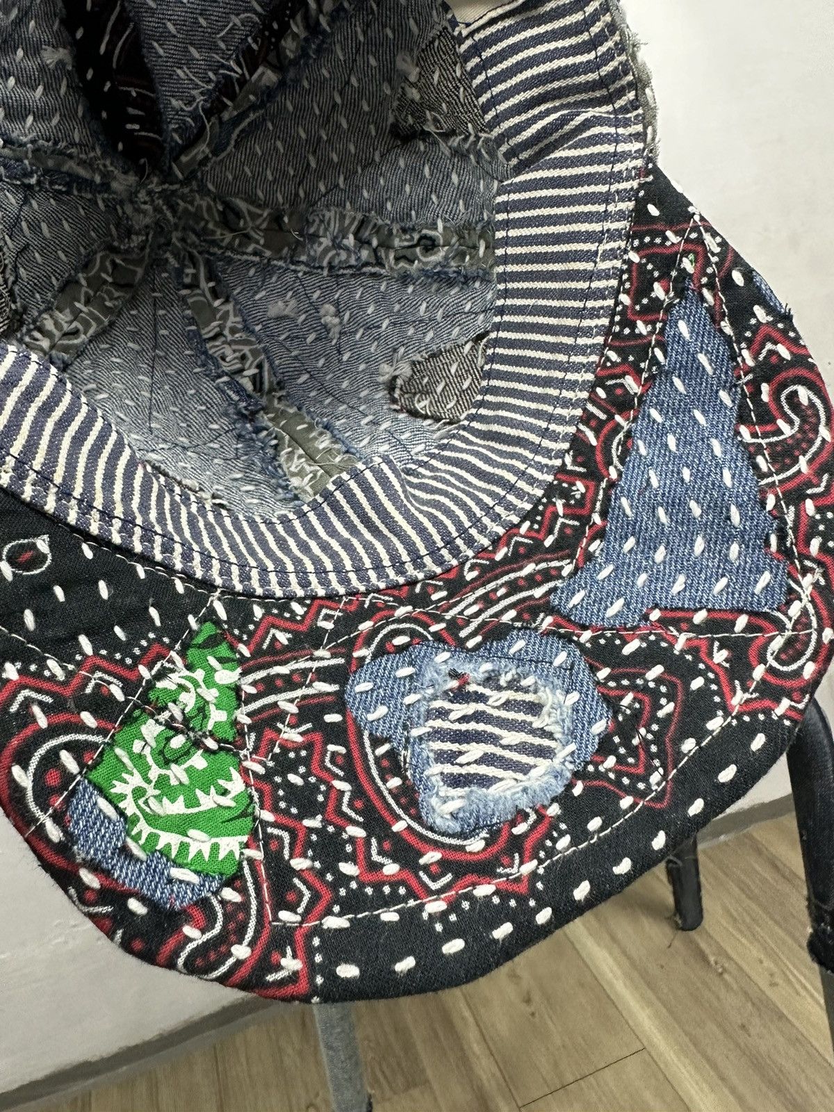 Art Comes First × Handmade Custom Made Distressed Paisley Patchwork Boro hats Size ONE SIZE - 10 Thumbnail